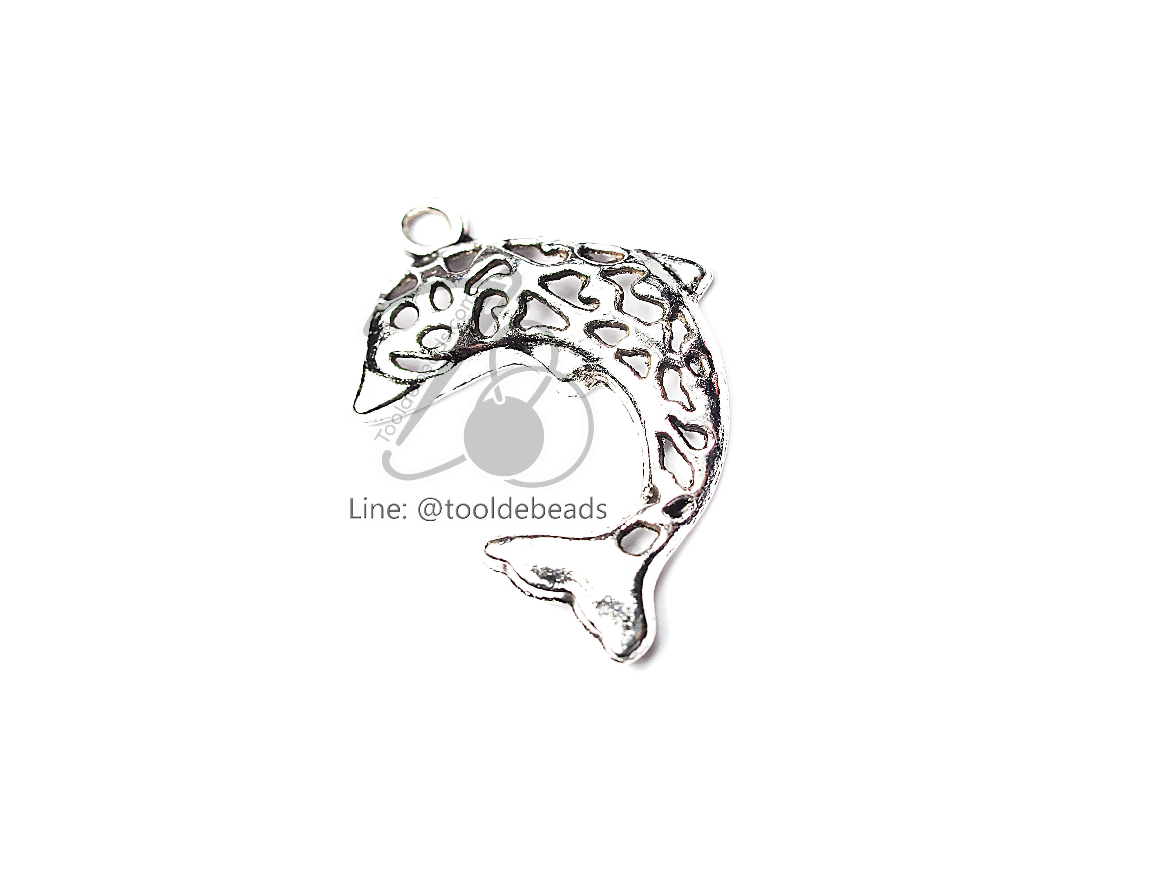 จี้เหล็ก 271 20*24มม. ลายปลาโลมา สีเงิน (1 ชิ้น) SKU-00736