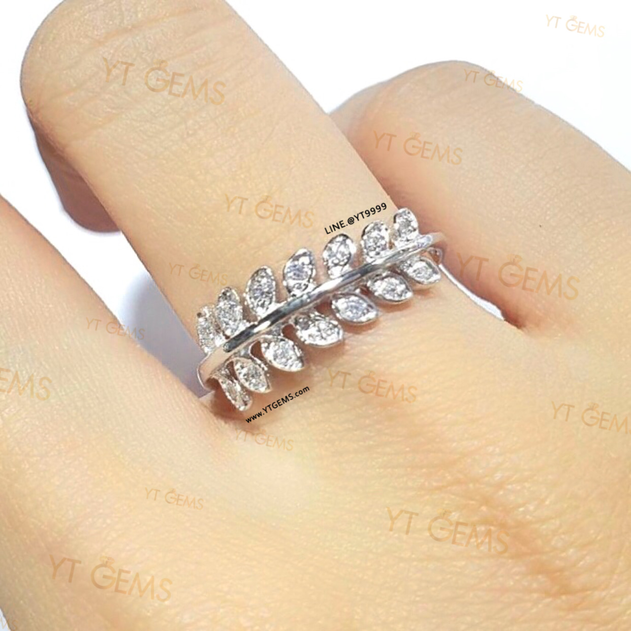 แหวนเพชร ใบมะกอก แหวนเงินแท้ เพชรSwiss YTG-11508 YTGEMS