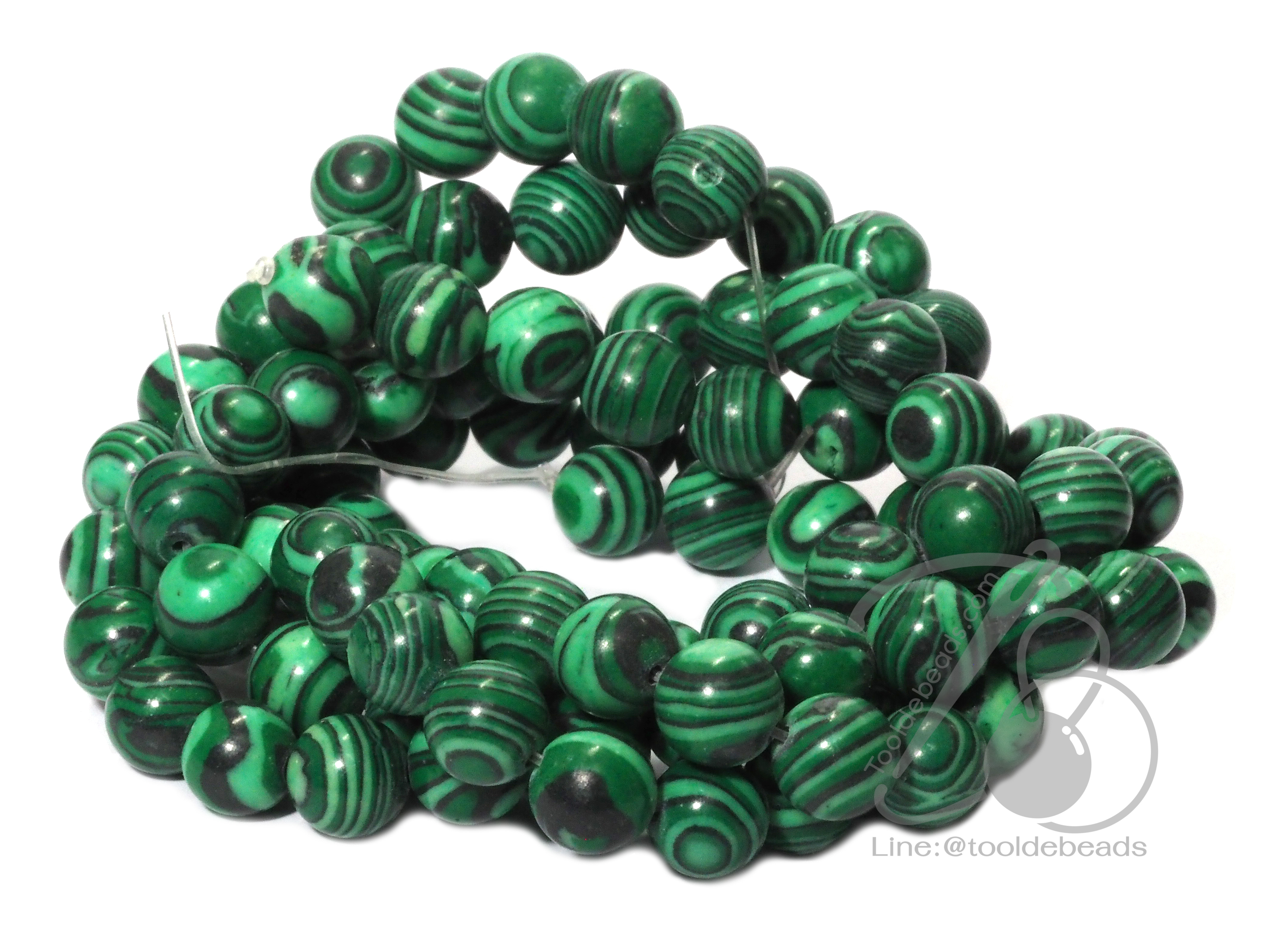 หิน Malachite 8มม. (50 เม็ด) SKU-01240