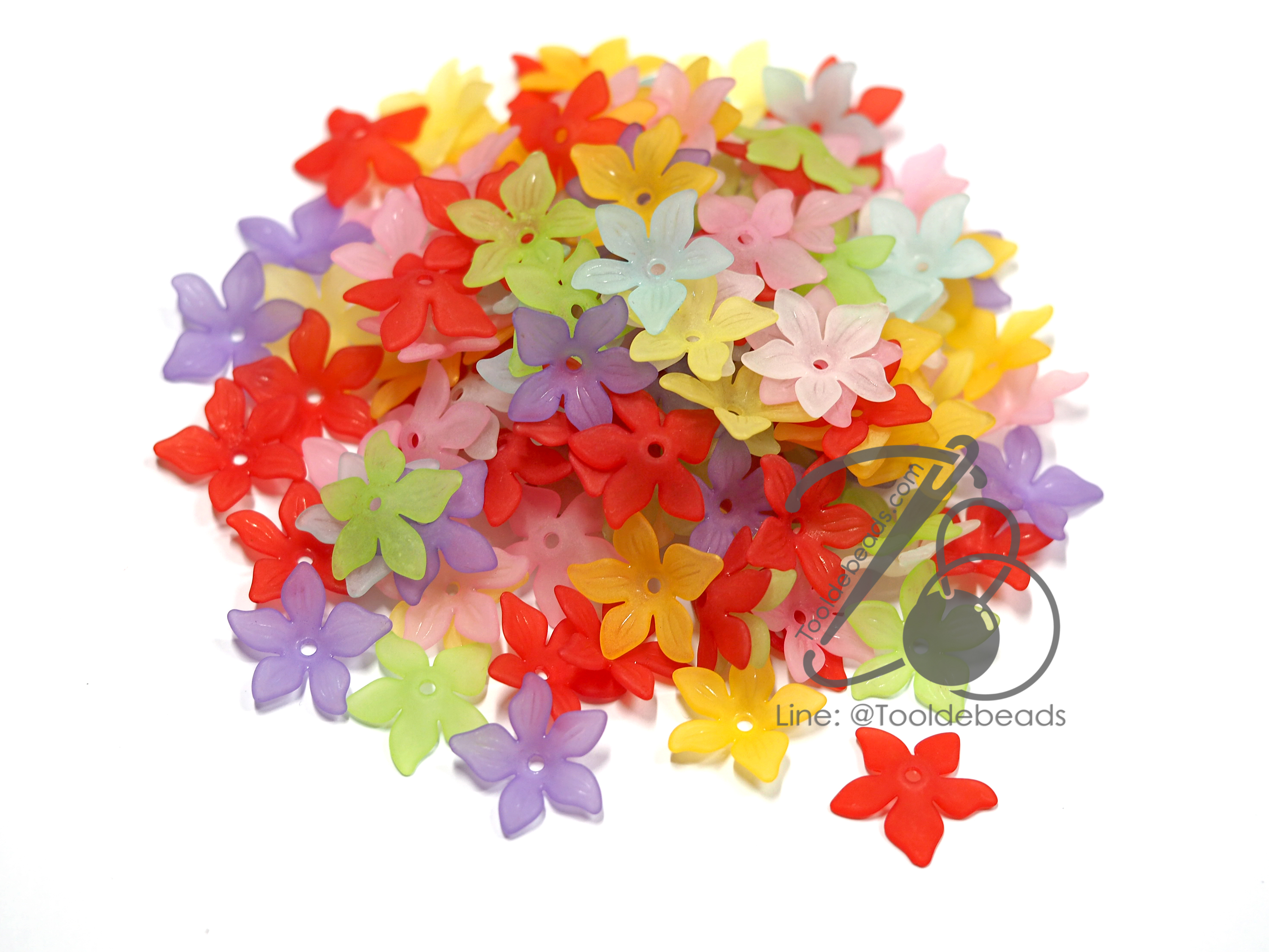 ลูกปัดอะคริลิค 27มม. ตัวครอบดอกไม้ ลายดอกชงโค คละสีเยลลี่ (500 กรัม) SKU-13340