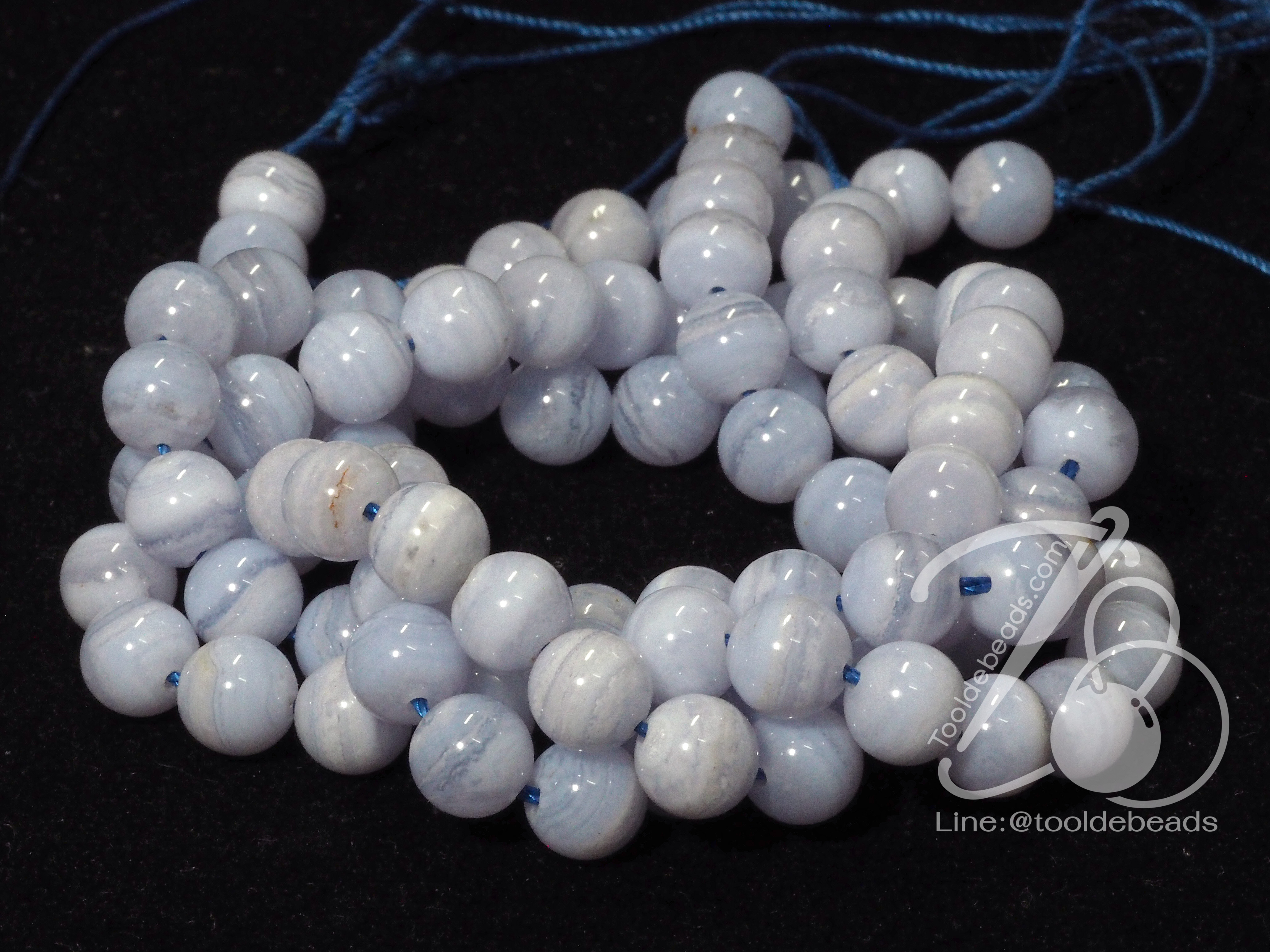 หิน Blue Lace Agate High Quality 8มม. (47 เม็ด) SKU-00989