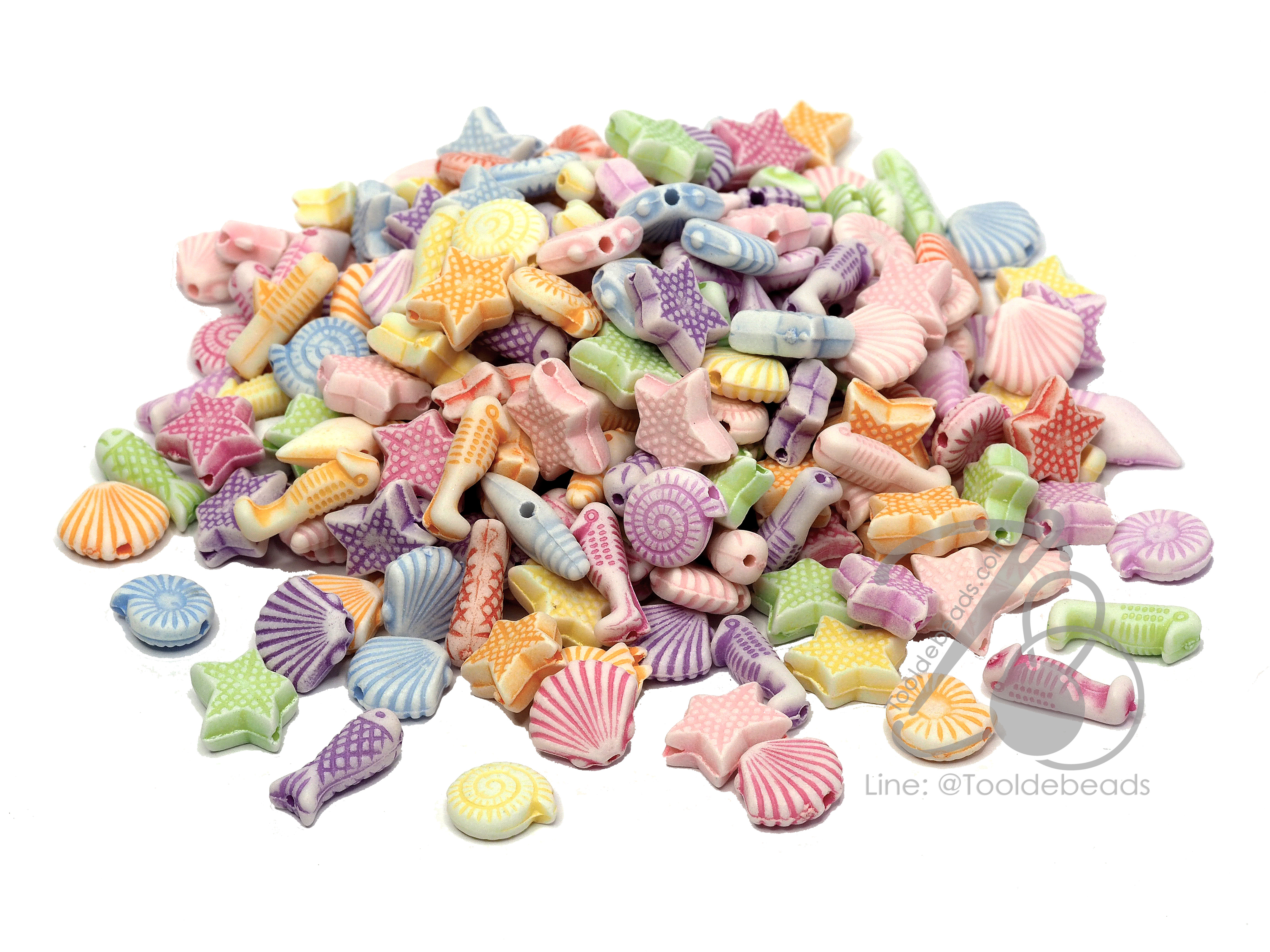 ลูกปัดแฟนซี 10มม. เซตทะเล (100 กรัม) SKU-03159