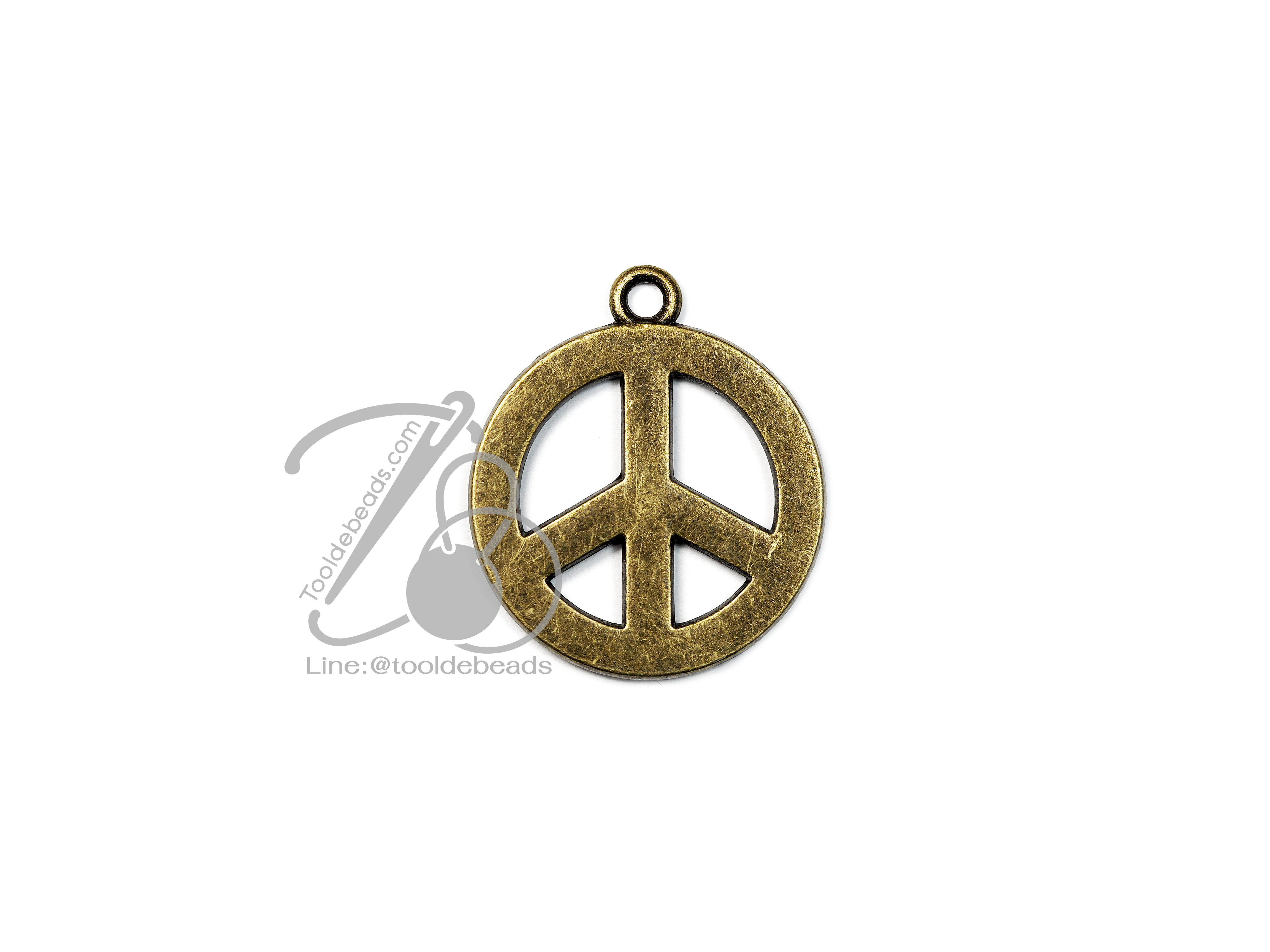 จี้เหล็ก 185 25มม. ลายPEACE สีสนิม (1 ชิ้น) SKU-00560