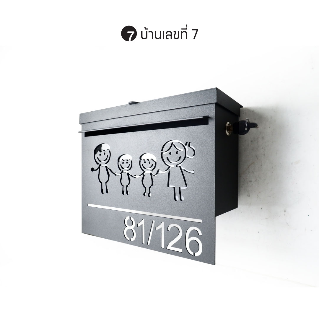 ตู้จดหมาย รุ่นคลาสสิค หน้าฉลุลาย เจาะตัวเลข ขนาด 25x30 cm
