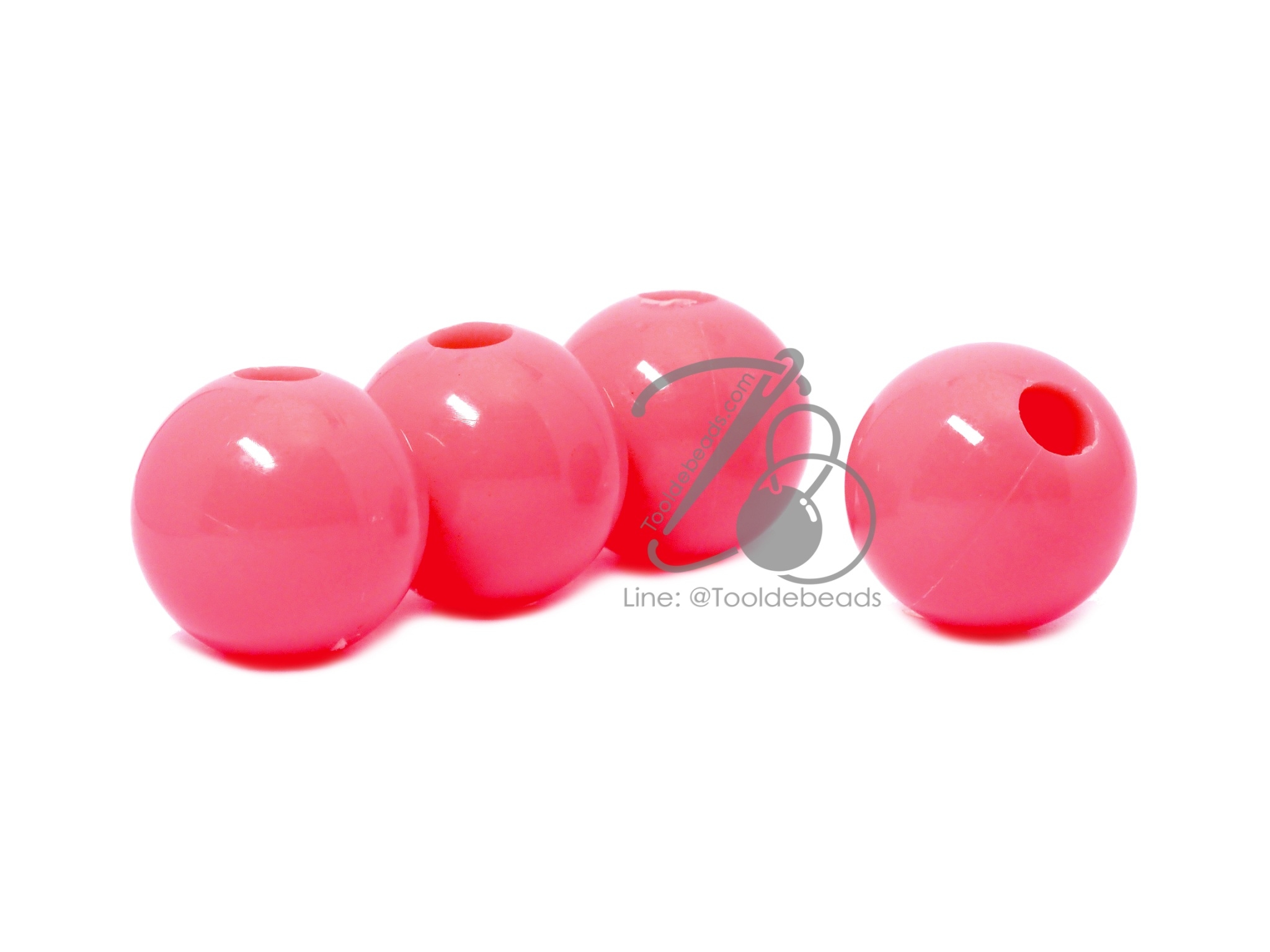 ลูกปัดลูกชิ้น 25มม. สีสด (50 ชิ้น) SKU-09186