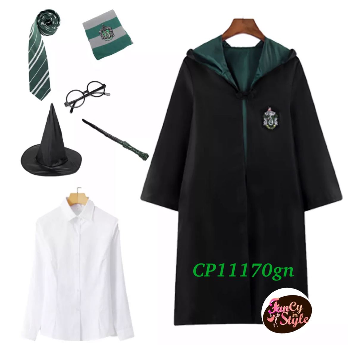 Fairy tale/Disney /Cartoon/Game costume content Harry Potter/Slytherin House Uniform Costume Set 7 pieces/ชุดแฟนซีพ่อมดบ้านสริธธิรินเซ็ต 7 ชิ้น