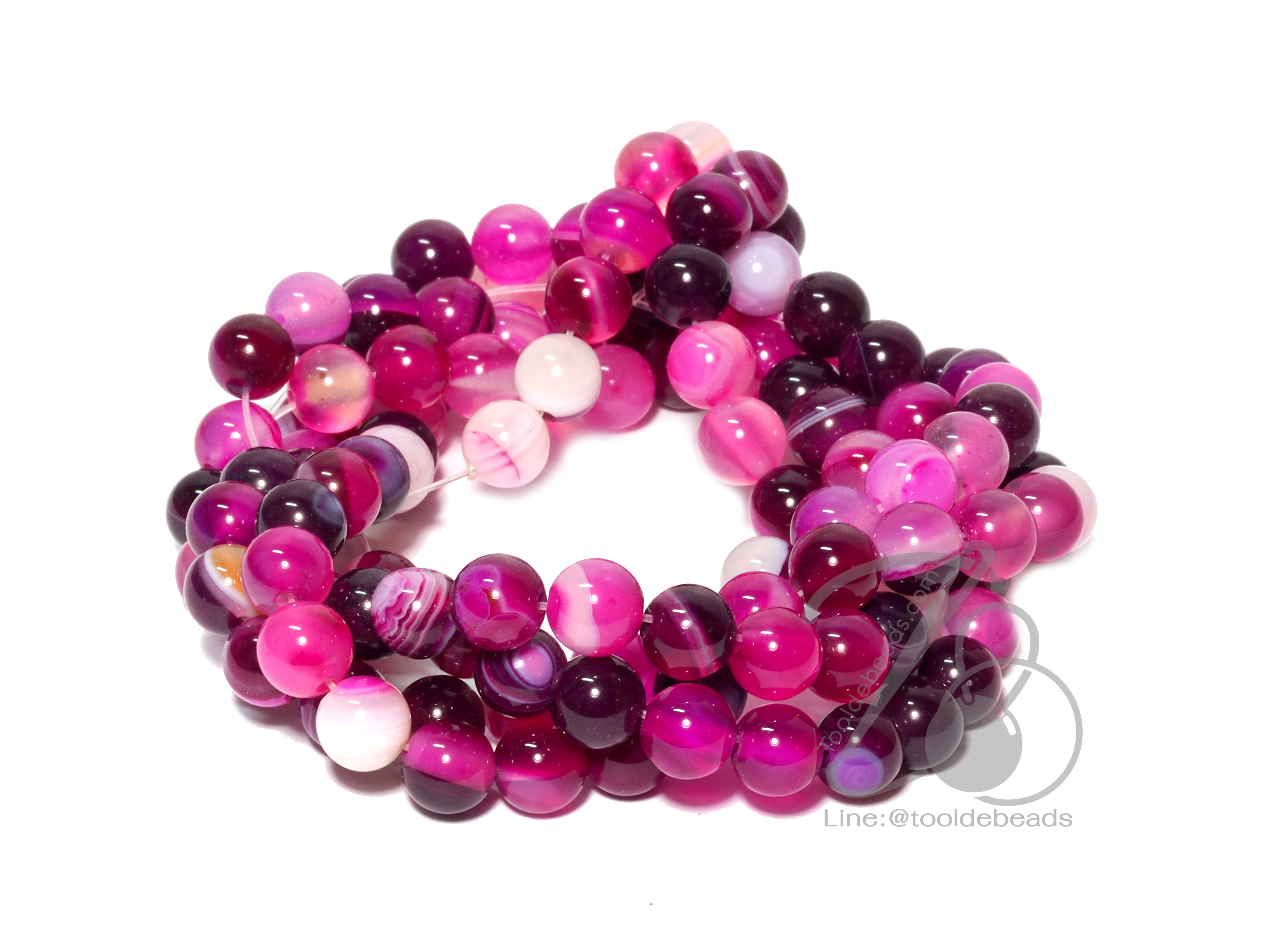 หิน Pink Agate 6มม. (60 เม็ด) SKU-01255