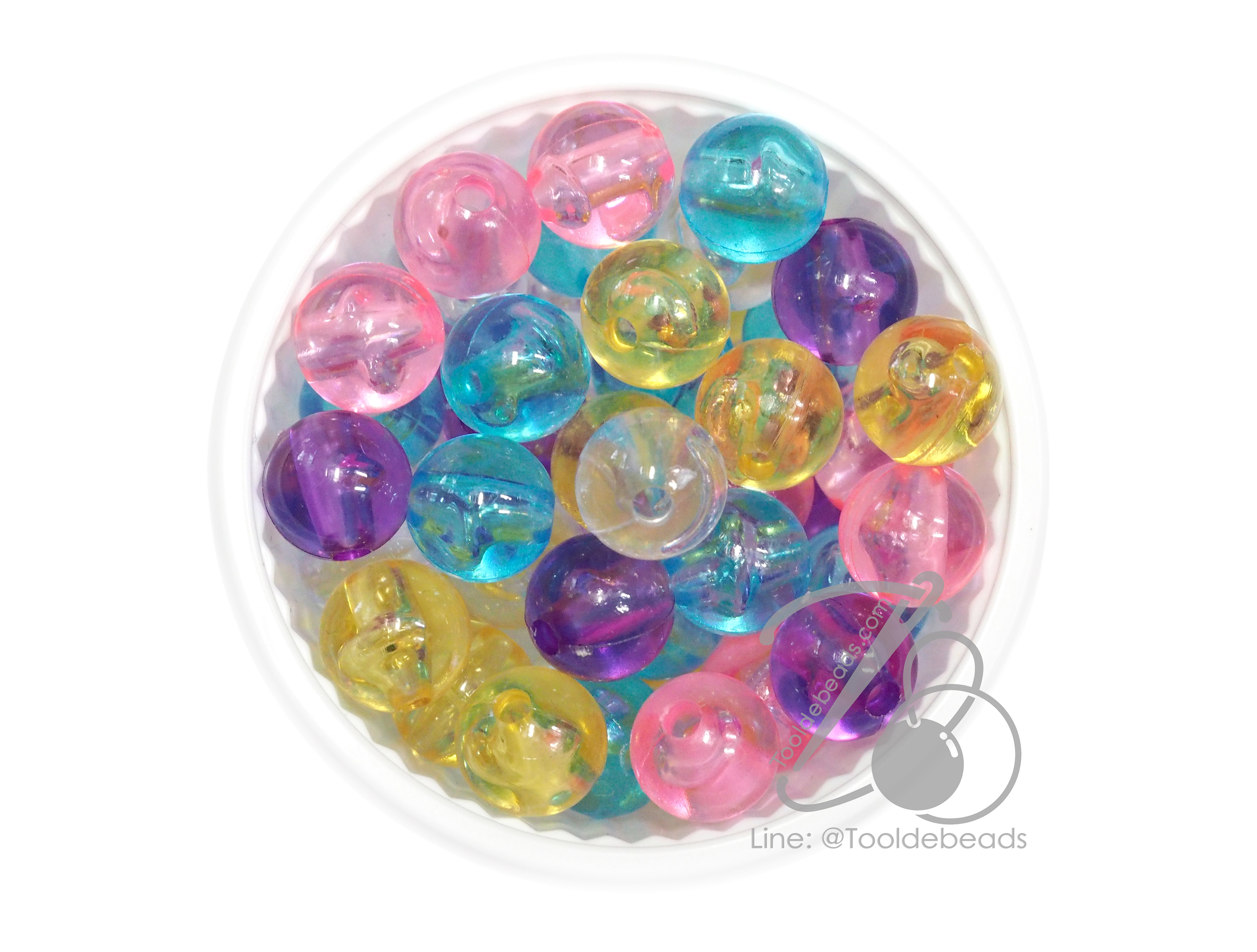 ลูกปัดกิโล ตราเสือ 10มม. สีผสม (15กรัม) SKU-14974