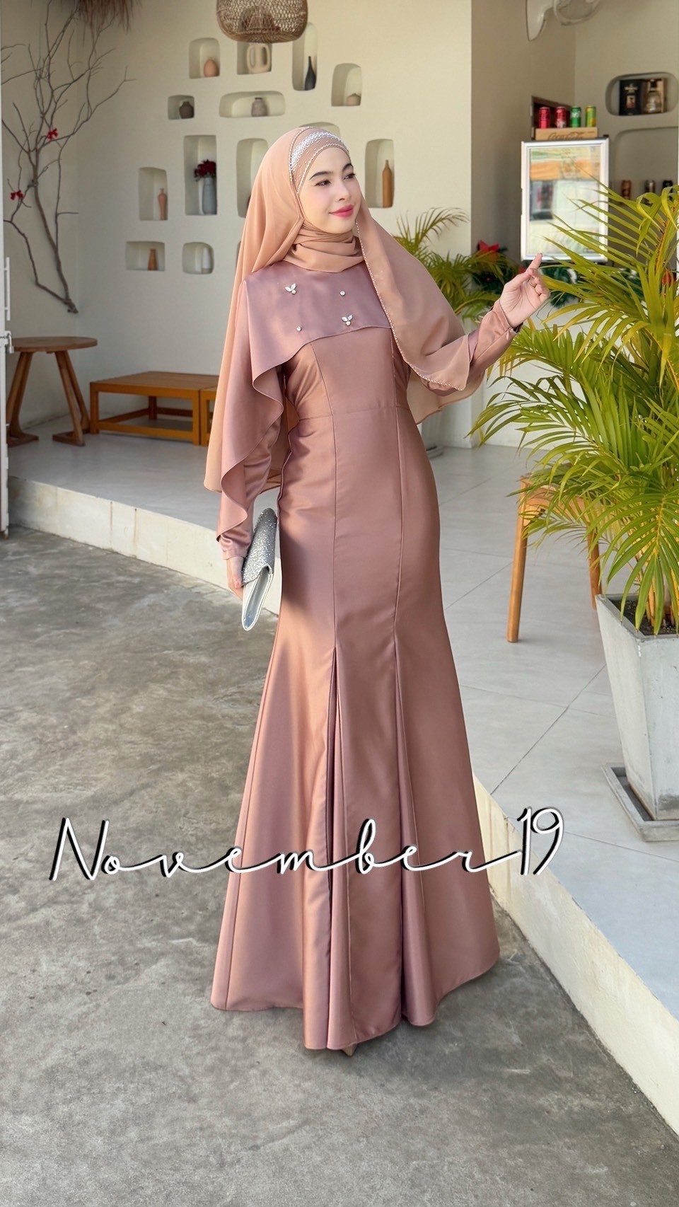 เดรสออกงาน ชุดอิสลามผู้หญิง เดรสมุสลิม รุ่นแอนโทนเนีย เดรสเพื่อนเจ้าสาว ชุดใส่รายอ ชุดนิกะห์ Dressmuslim