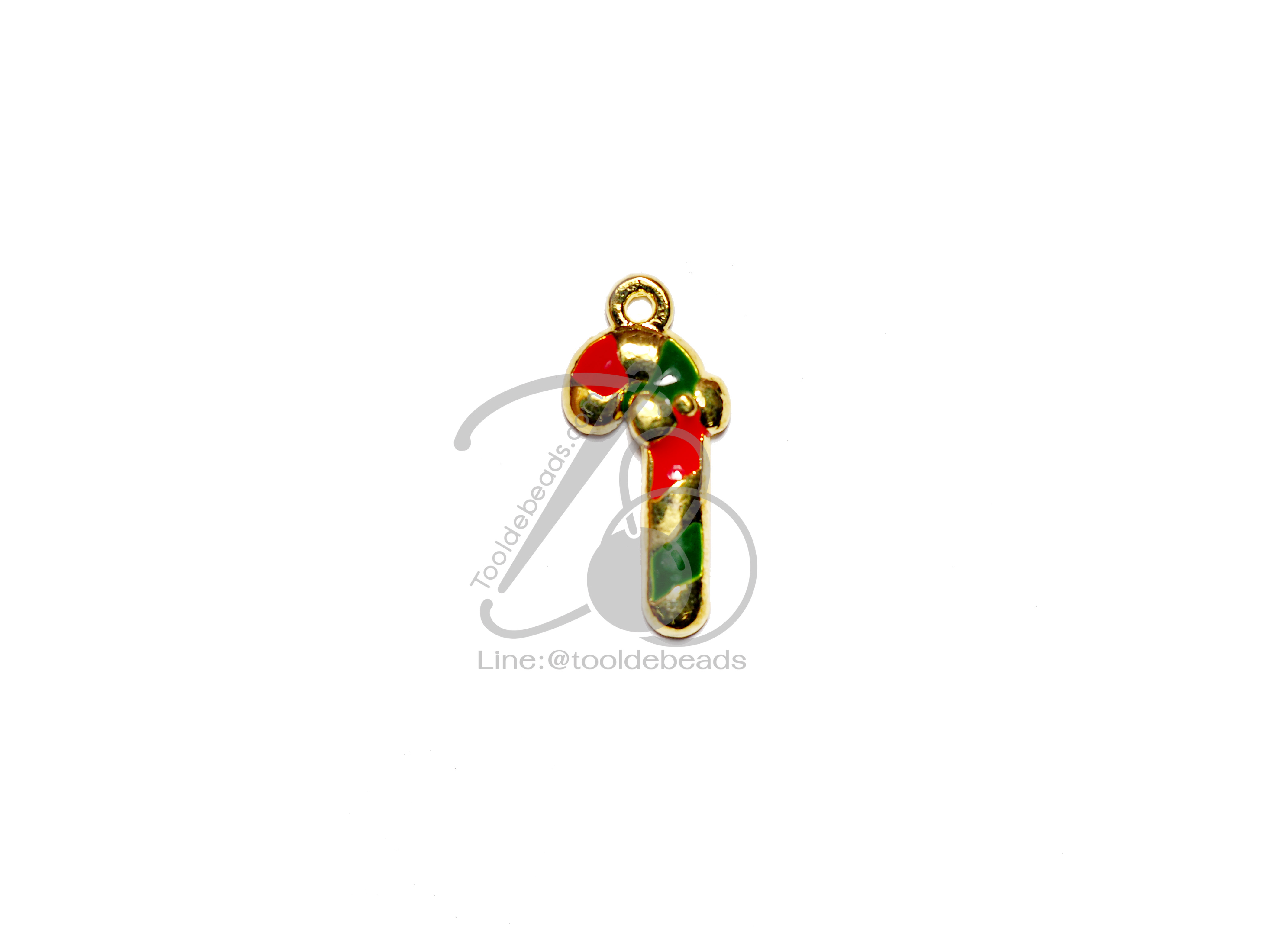จี้หลากสี 04 10*22มม. ลายไม้เท้า (1 ชิ้น) SKU-05979