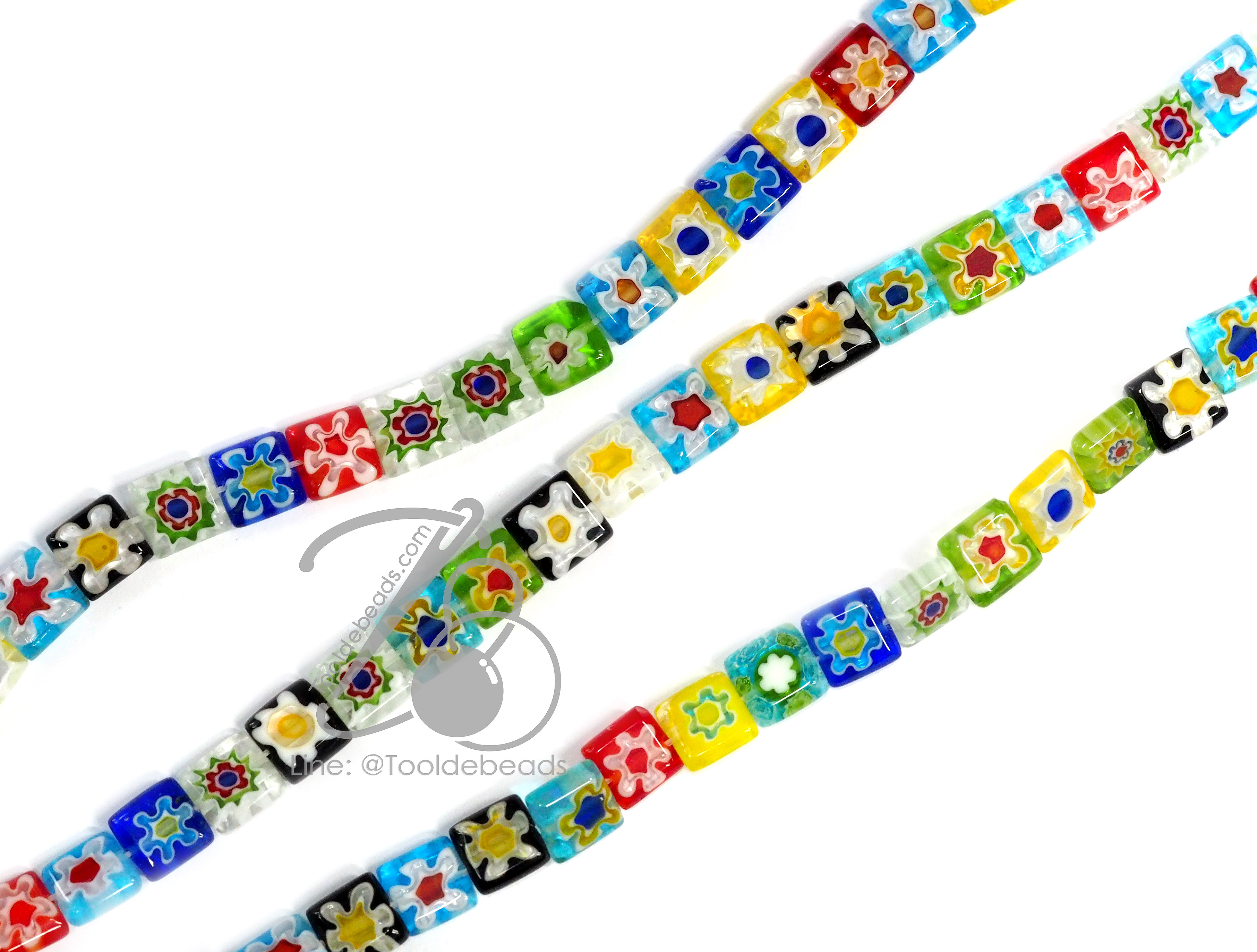 ลูกปัดญี่ปุ่น 8มม. ทรงสี่เหลี่ยม (44 เม็ด) SKU-14568