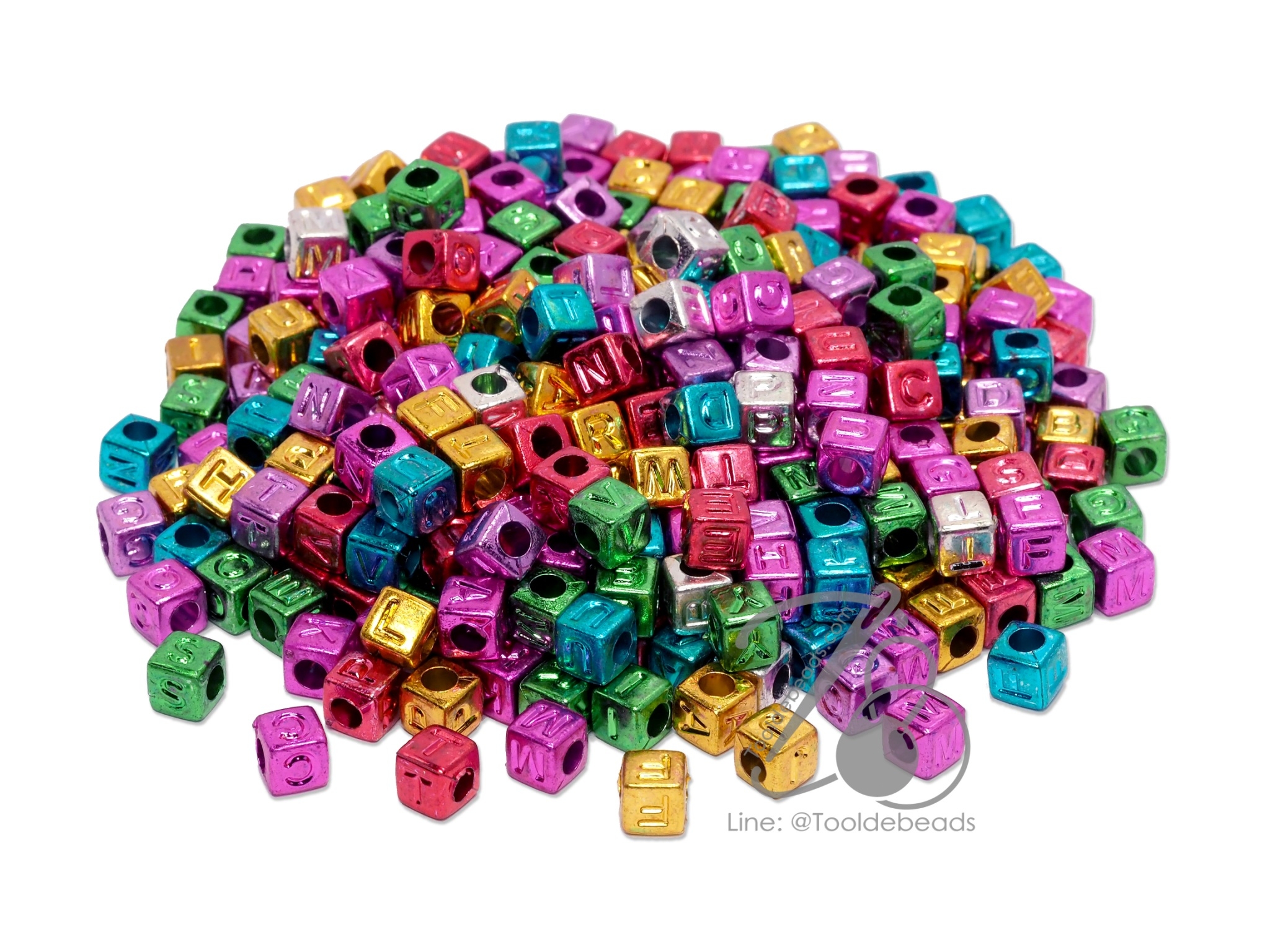 ลูกเต๋าตัวอักษร 6*6มม. พื้นคละสี (80 กรัม) SKU-11951