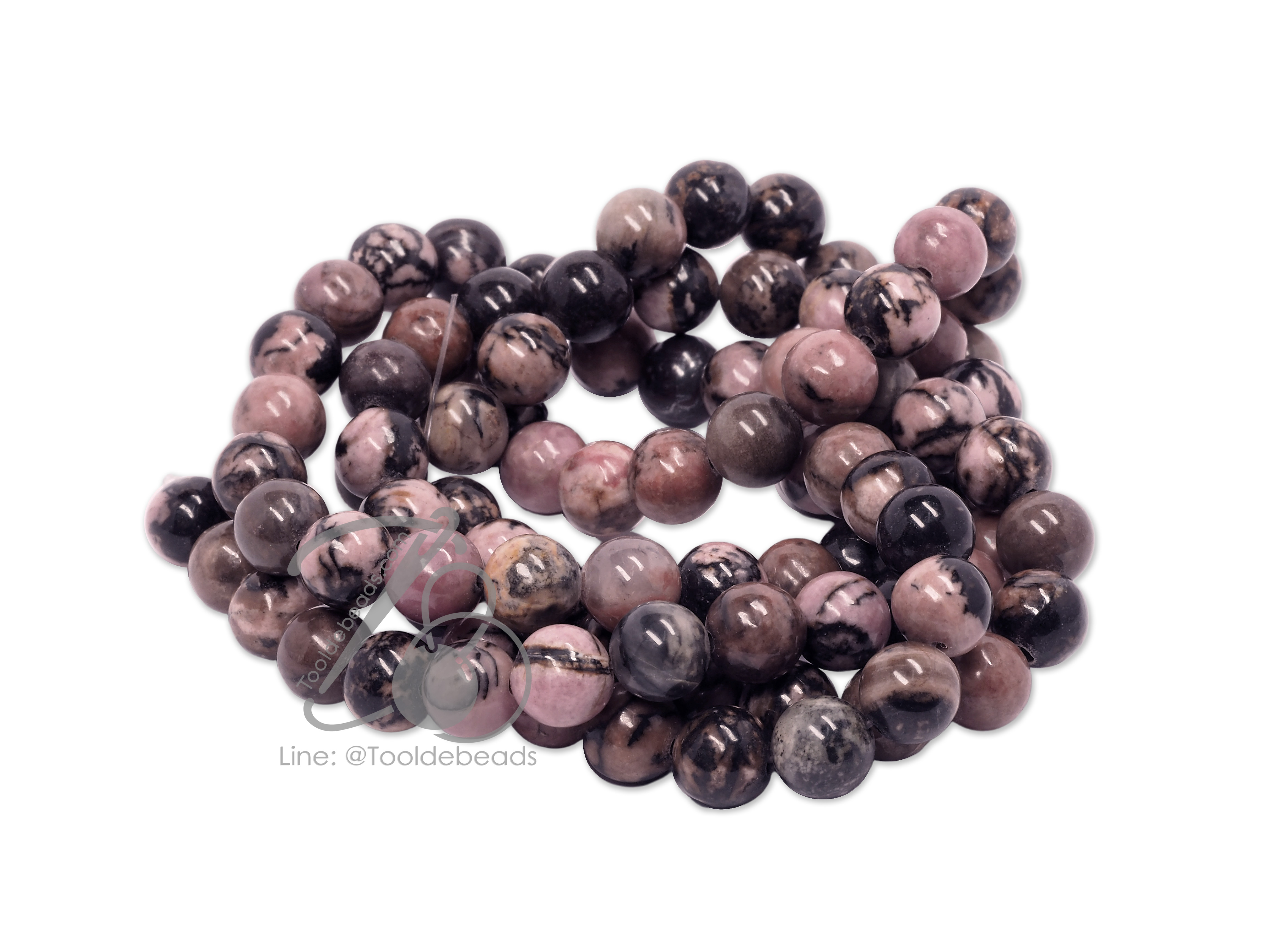 หิน Rhodonite 8มม. (50 เม็ด) SKU-01268