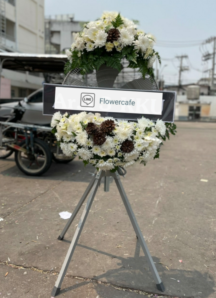 พวงหรีดพัดลมอุตสาหกรรมขนาดใหญ่ ประดับดอกไม้สด