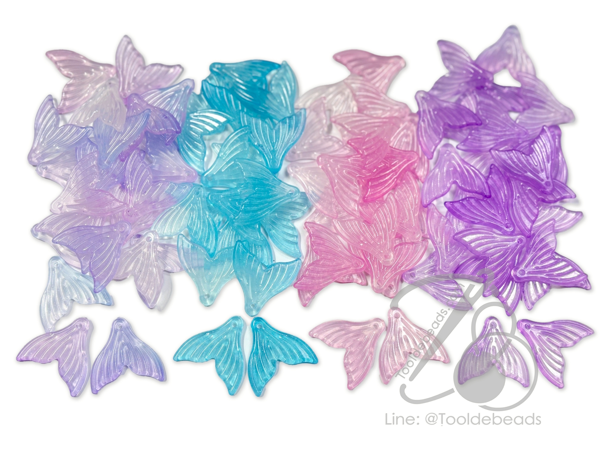 ลูกปัดอะคริลิค 20มม. ลายหางปลา สีหวาน (15 กรัม) SKU-18219