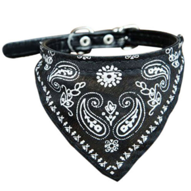 ผ้าหนังผูกคอสัตว์เลี้ยง สีดำ (S)