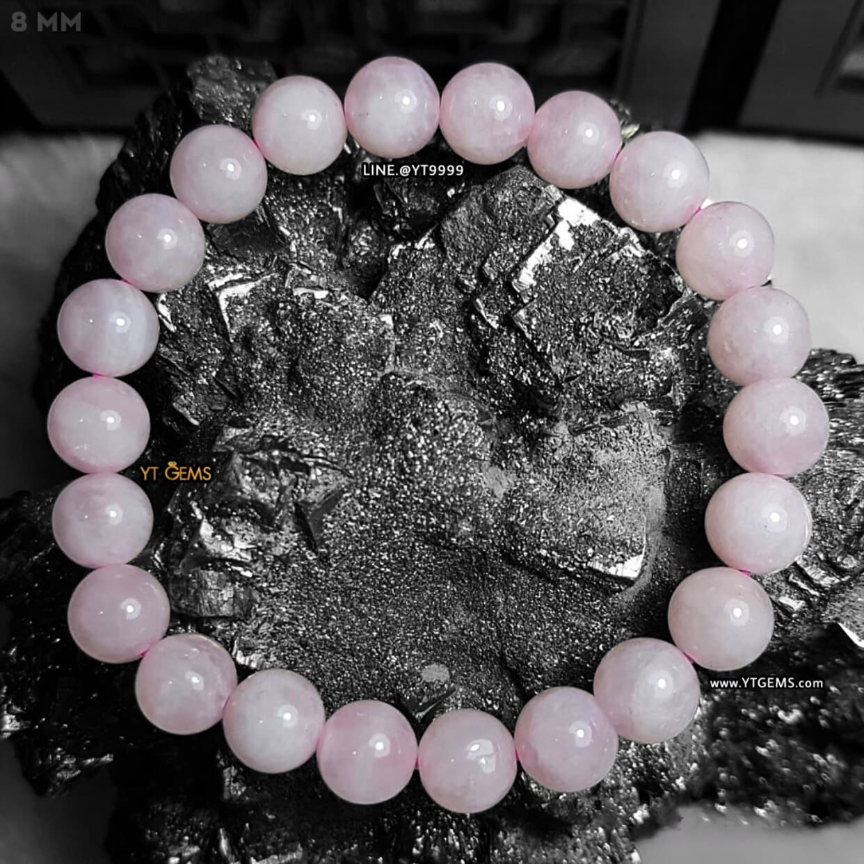 สร้อยข้อมือโรสควอตซ์มาดากัสการ์แท้ (เกรดA) 8 มม. YTG-8927 YTGEMS