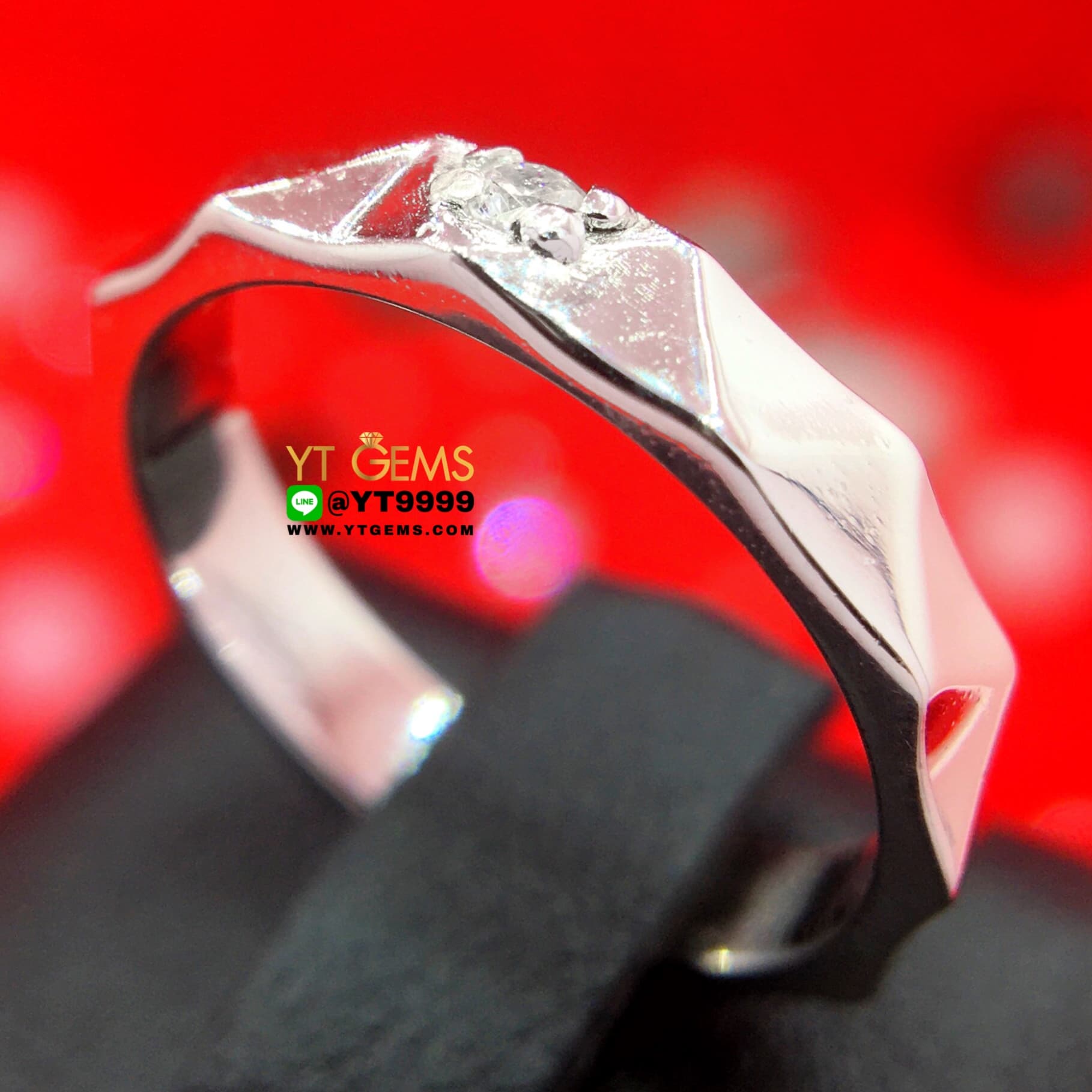 แหวนเพชร ลายรอบวง แหวนเงินแท้ ชุบทองคำขาว เพชร Swiss แหวนปลอกมีด YTG-10390 YTGEMS