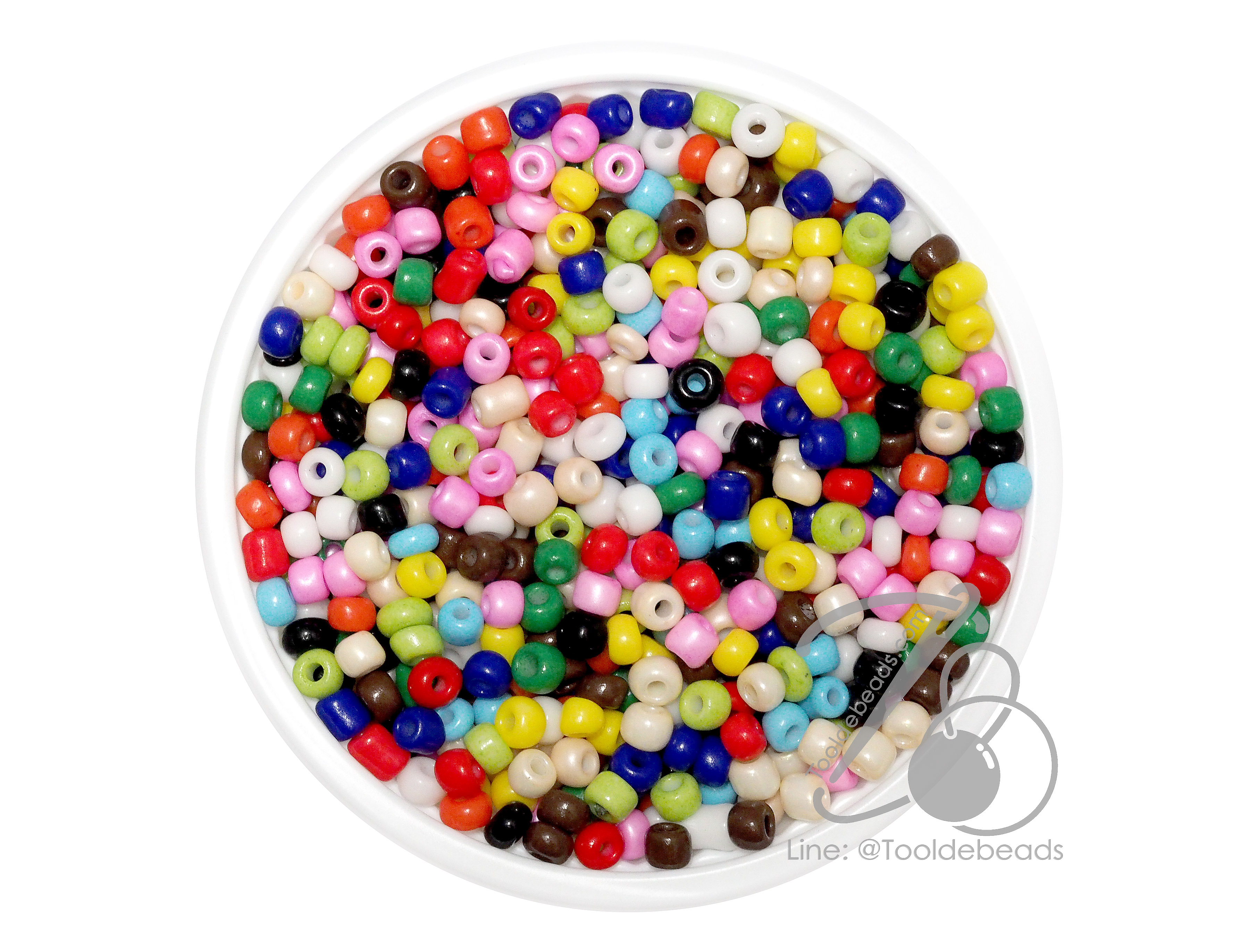 OK Brand ลูกปัดเม็ดทราย 8/0 โทนด้าน คละสีสด (450 กรัม) SKU-14293