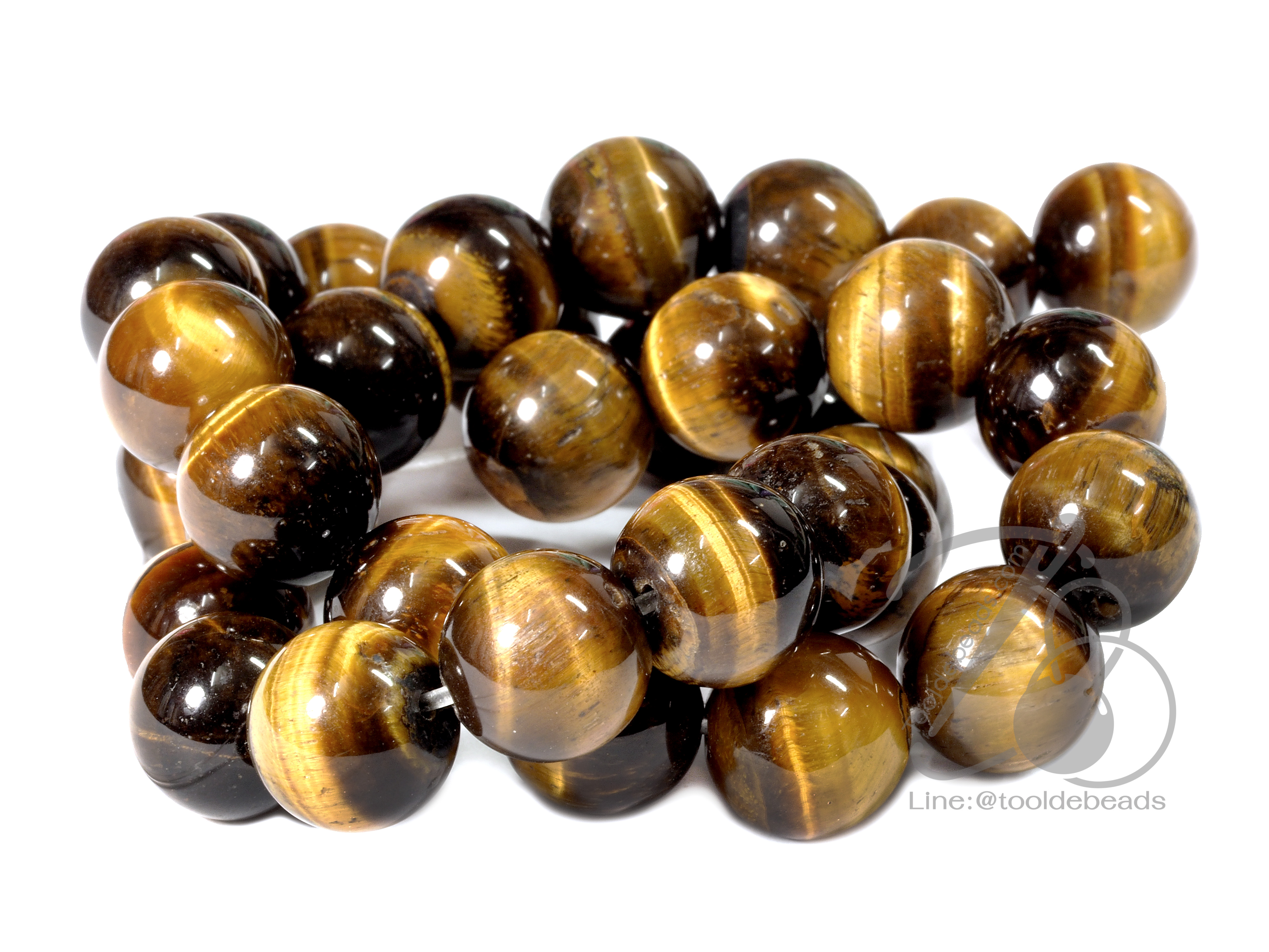 หิน Tiger's Eye 12มม. (32 เม็ด) SKU-01323