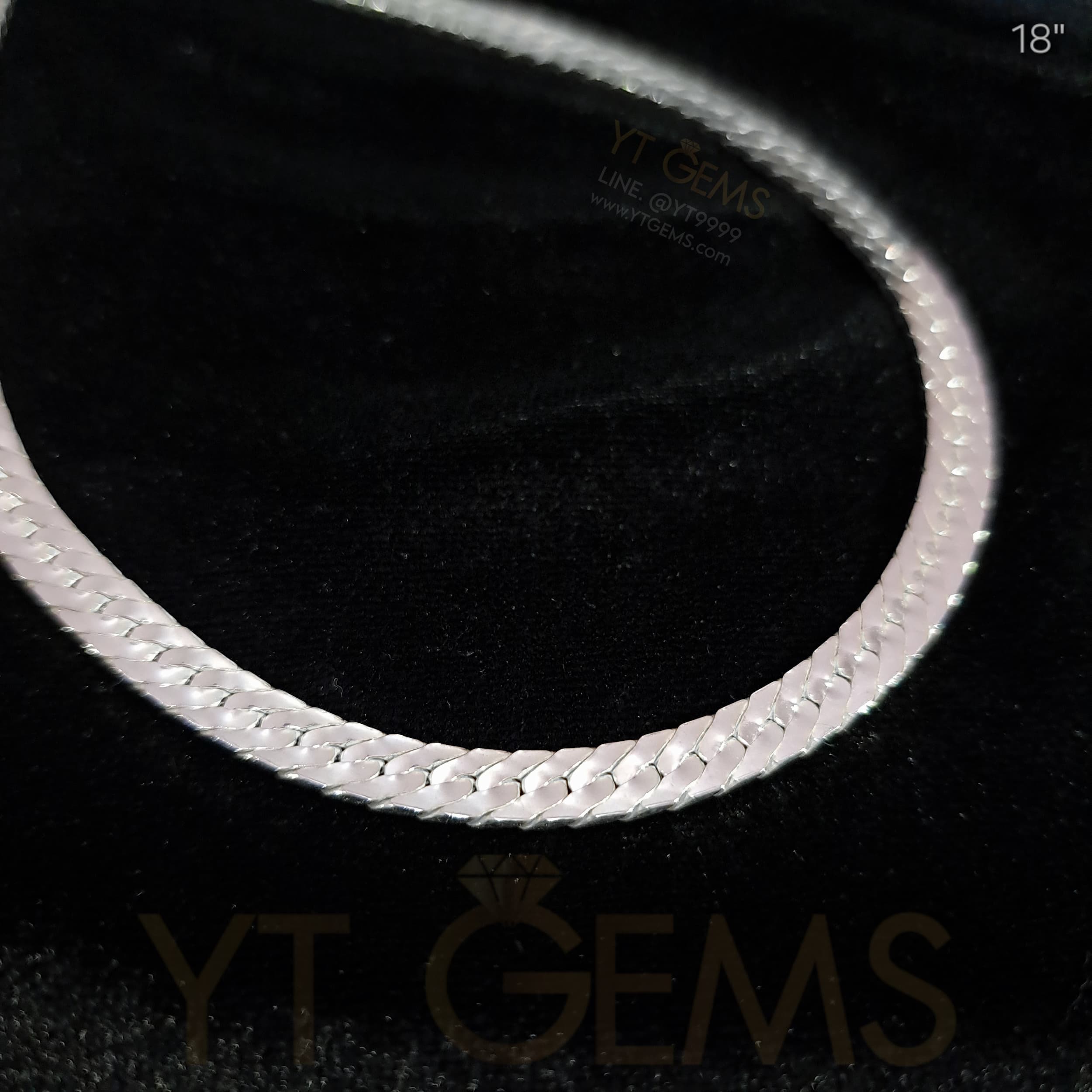 สร้อยคอ เงินแท้ ลายบิดแบน เลสแบน Flat Curb 5 มม. 18 นิ้ว YTG-11978 YTGEMS whole