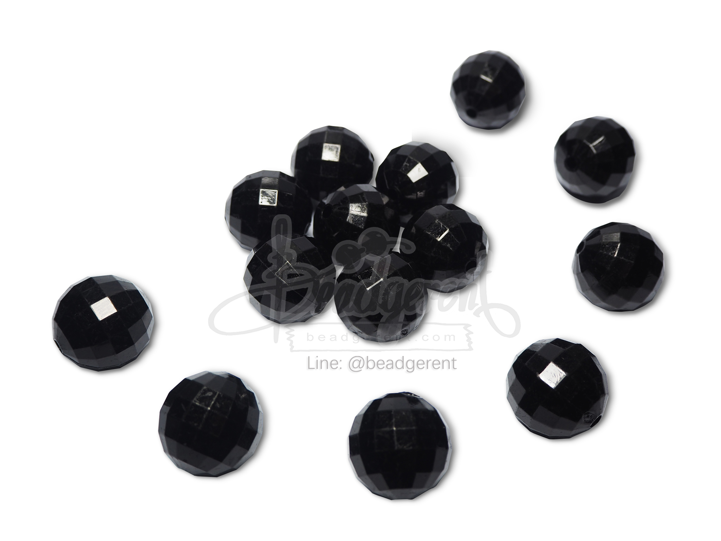 ลูกปัดอะคริลิค 20มม. ลายลูกโลกเจีย สีดำ (100 กรัม) SKU-05173