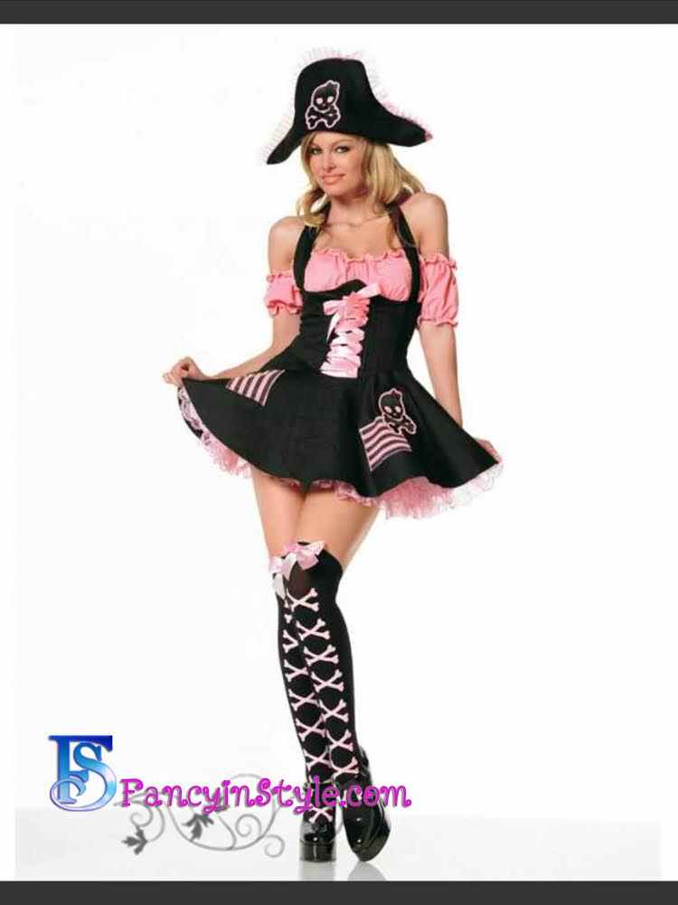 Stockings ถุงน่องเนื้อเนียนสีดำ สกรีนรูปกะโหลกไขว้