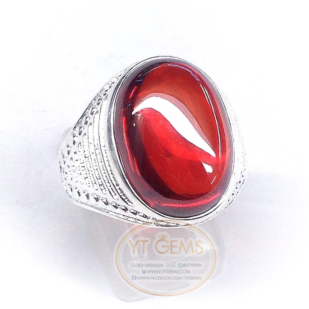 แหวนเงินแท้92.5% พลอยโกเมน(cz) YTG-56ุ60 YTGEMS