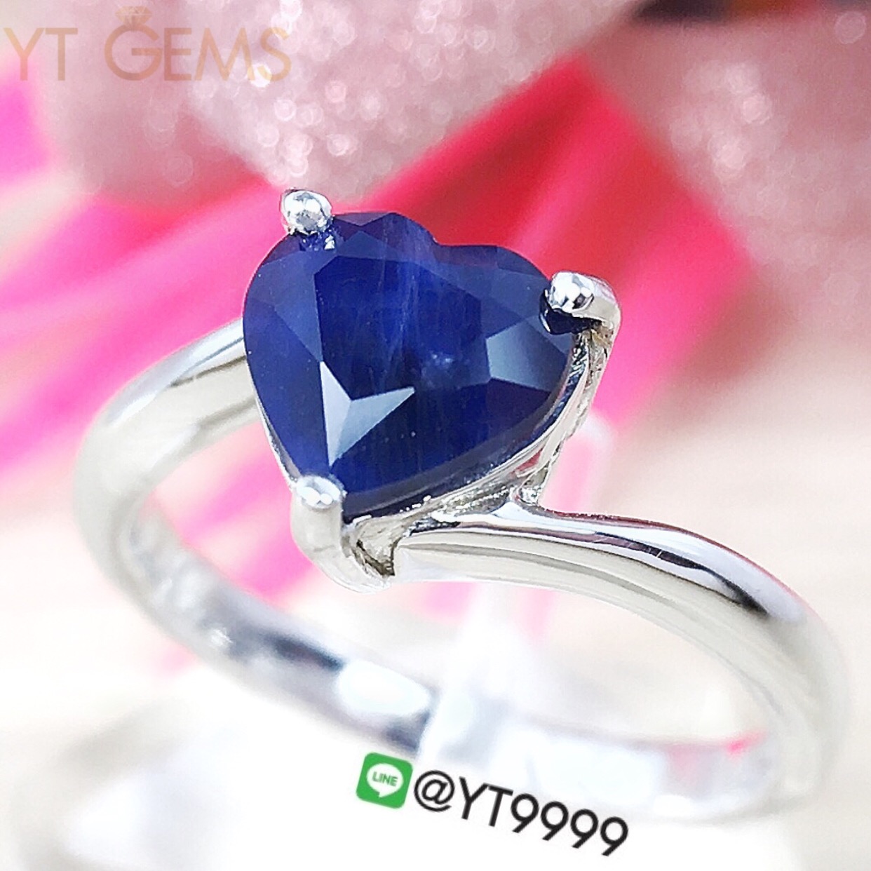 แหวนไพลิน แหวนเงินแท้92.5% ชุบทองคำขาว พลอยไพลินแท้ YTG-3175 YTGEMS