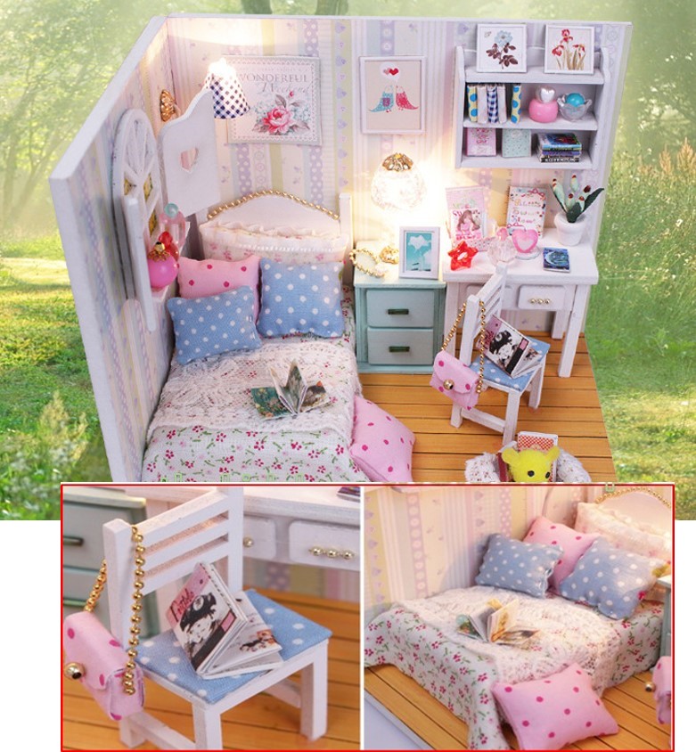 บ้านตุ๊กตาประกอบเองพร้อมส่ง สามารถเปิด-ปิดไฟได้