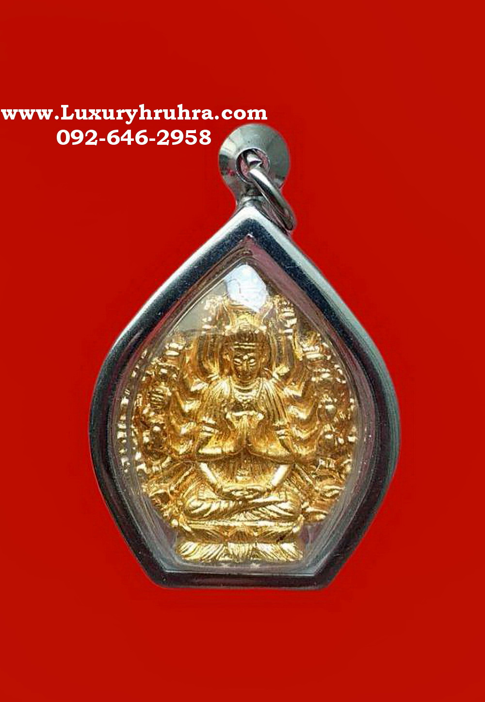 ลอยองค์พระโพธิสัตว์เจ้าแม่กวนอิมพันเนตรพันกรตำหนักเตาปูนปี2547เนื้อกะไหล่ทอง