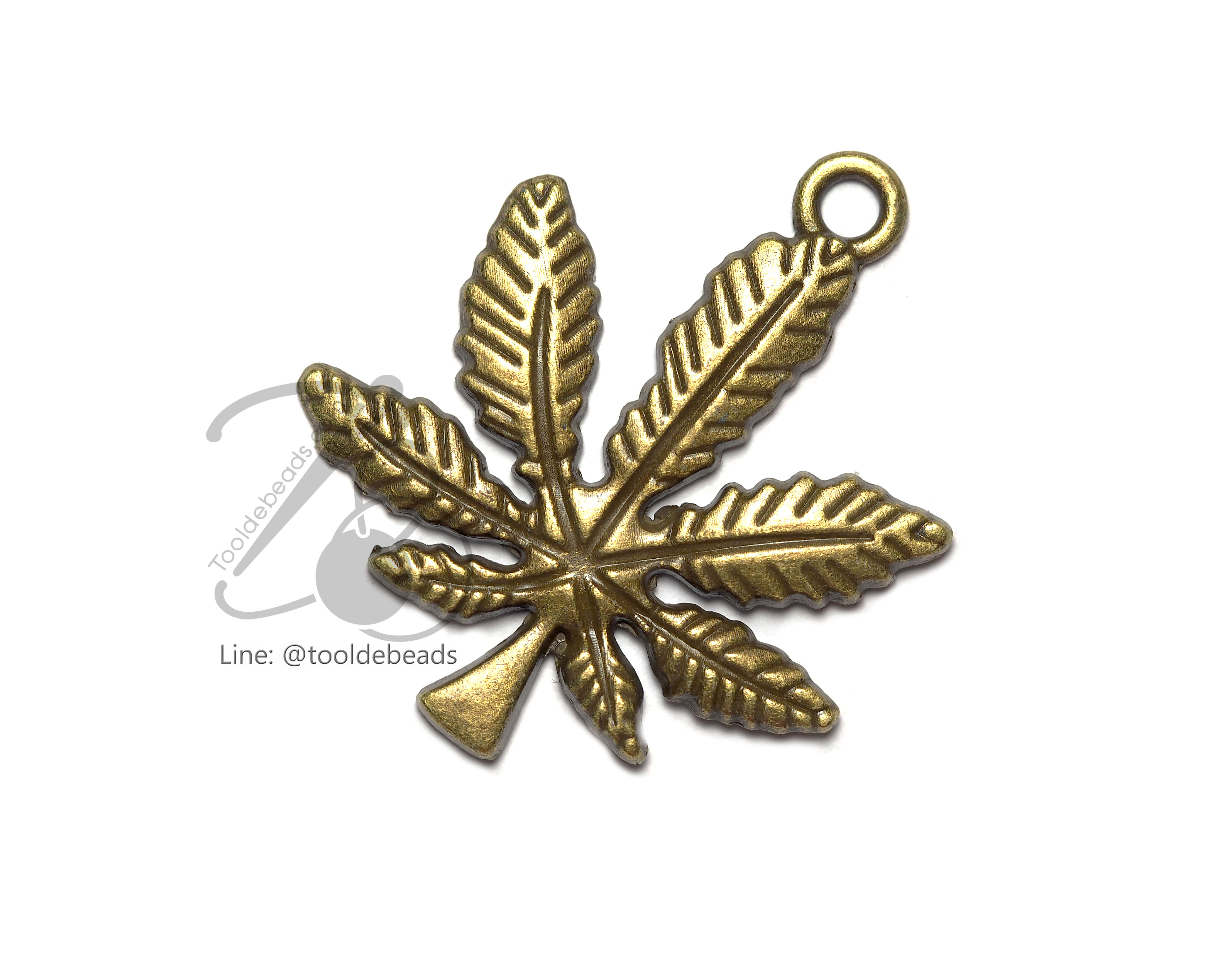 จี้เหล็ก 110 36มม. ลายใบไม้ สีสนิม (1 ชิ้น) SKU-00407