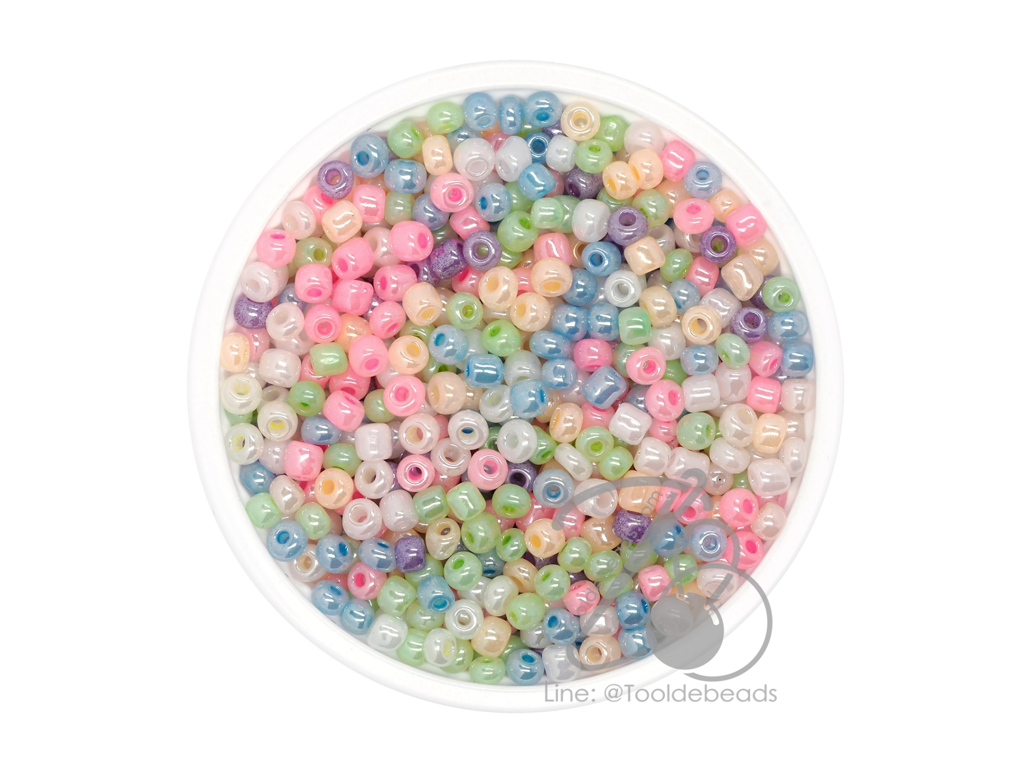 OK Brand ลูกปัดเม็ดทราย 8/0 โทนมุก คละสี (100 กรัม) SKU-08884