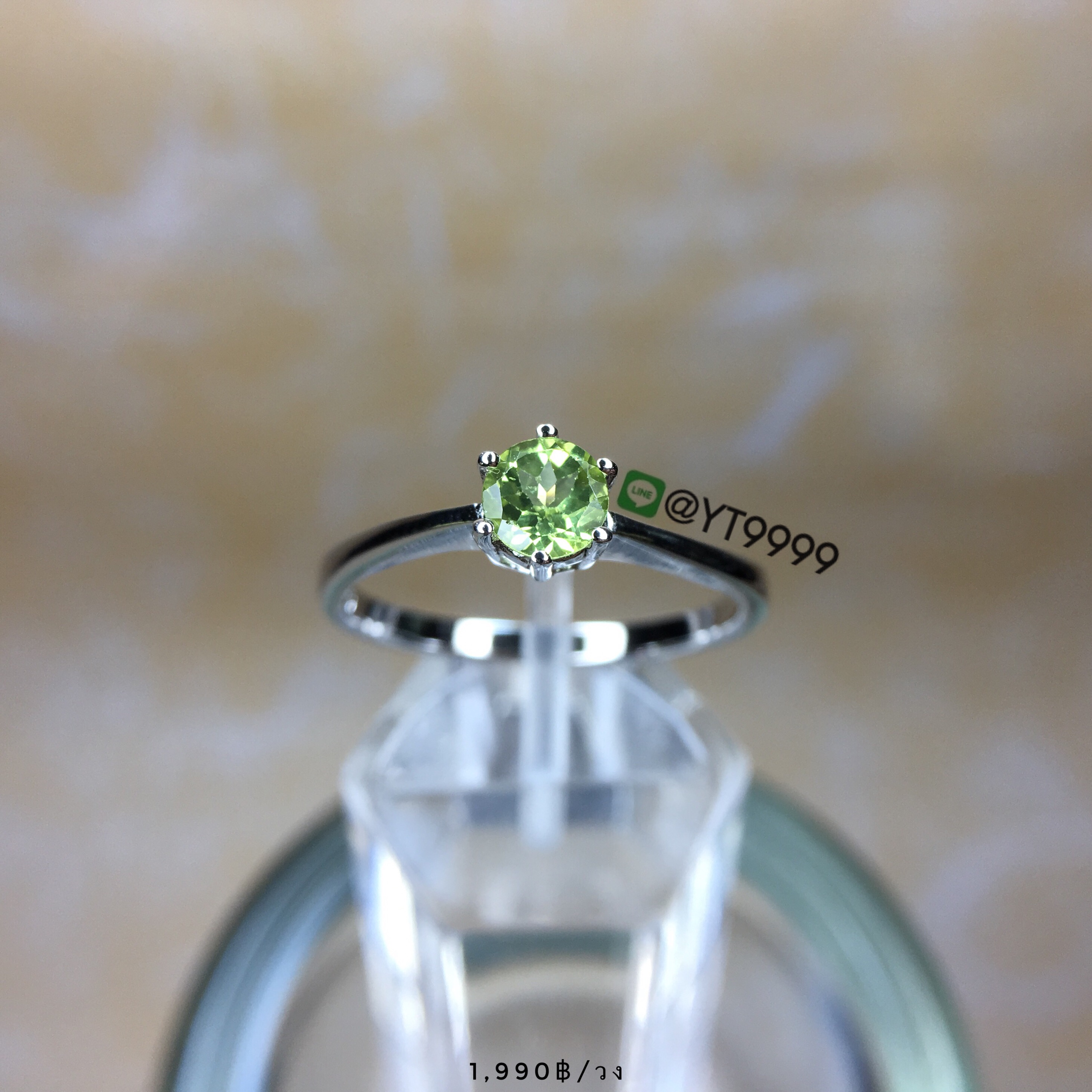 แหวนเพอริดอท แหวนเงินแท้92.5% ชุบทองคำขาว พลอยเพอริดอทแท้ YTG-2779 YTGEMS