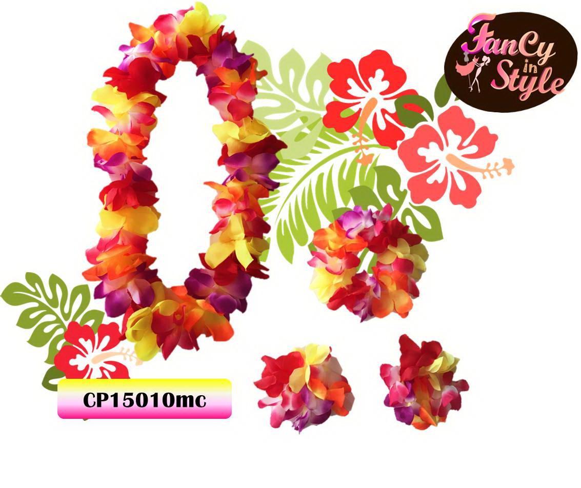 Hawaiian Costume Set/เซ็ทพวงมาลัยดอกไม้ 4 ชิ้นสีหลากสี