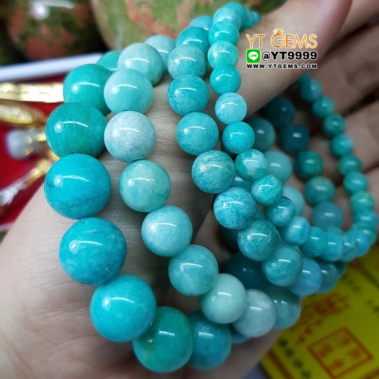 สร้อยข้อมืออมาโซไนท์ เกรดA หินอมาโซไนท์แท้ ขนาดหิน 6 mm YTG-8819 YTGEMS