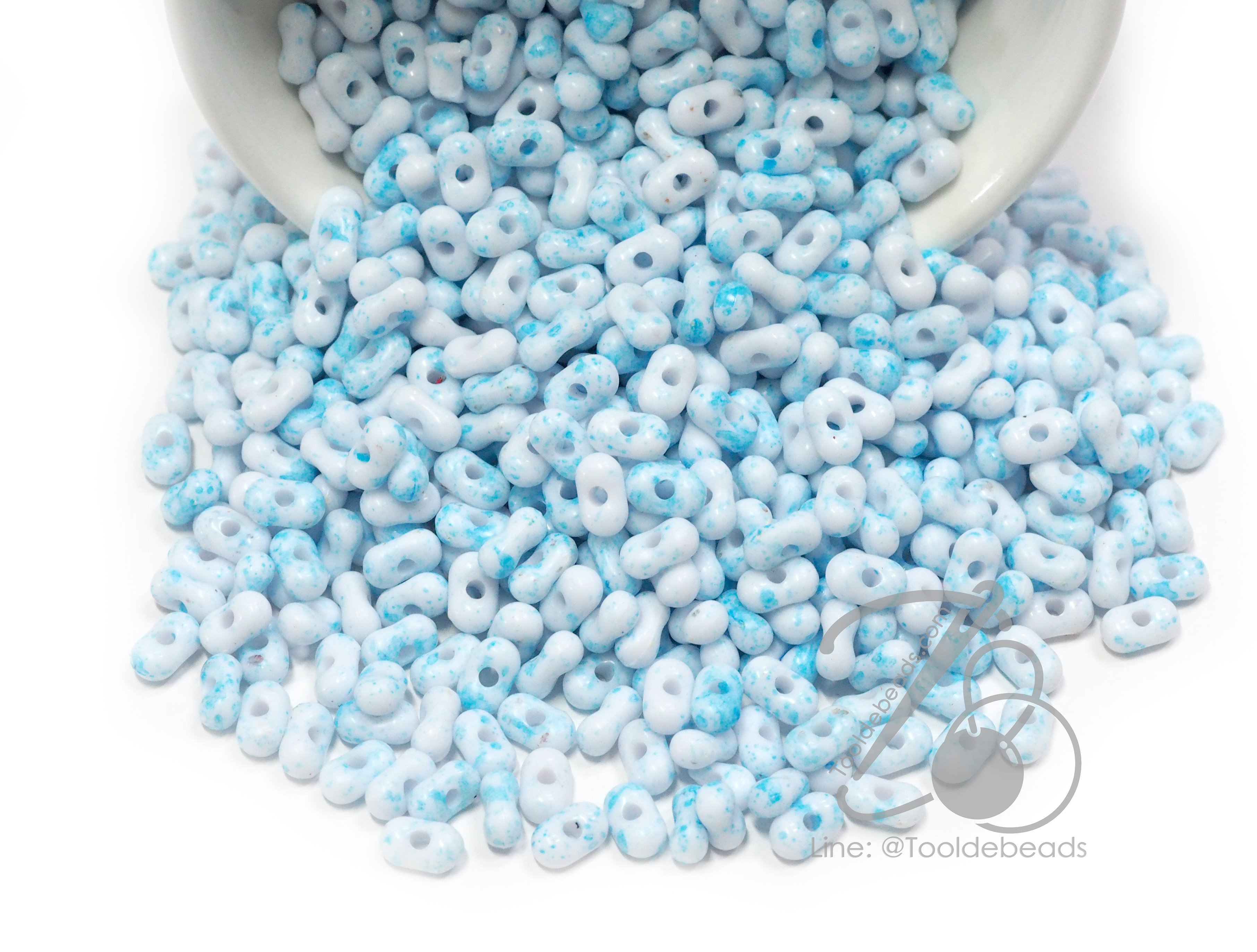 ลูกปัดพลาสติก 6มม. ลายเม็ดถั่ว โทนมุก (10 กรัม) SKU-16281