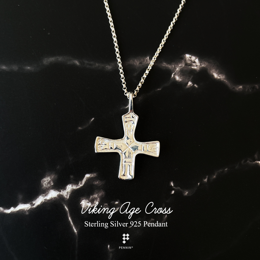 กางเขนเงินสั้น เงิน Viking Aged Cross ขนาด 2x2cm