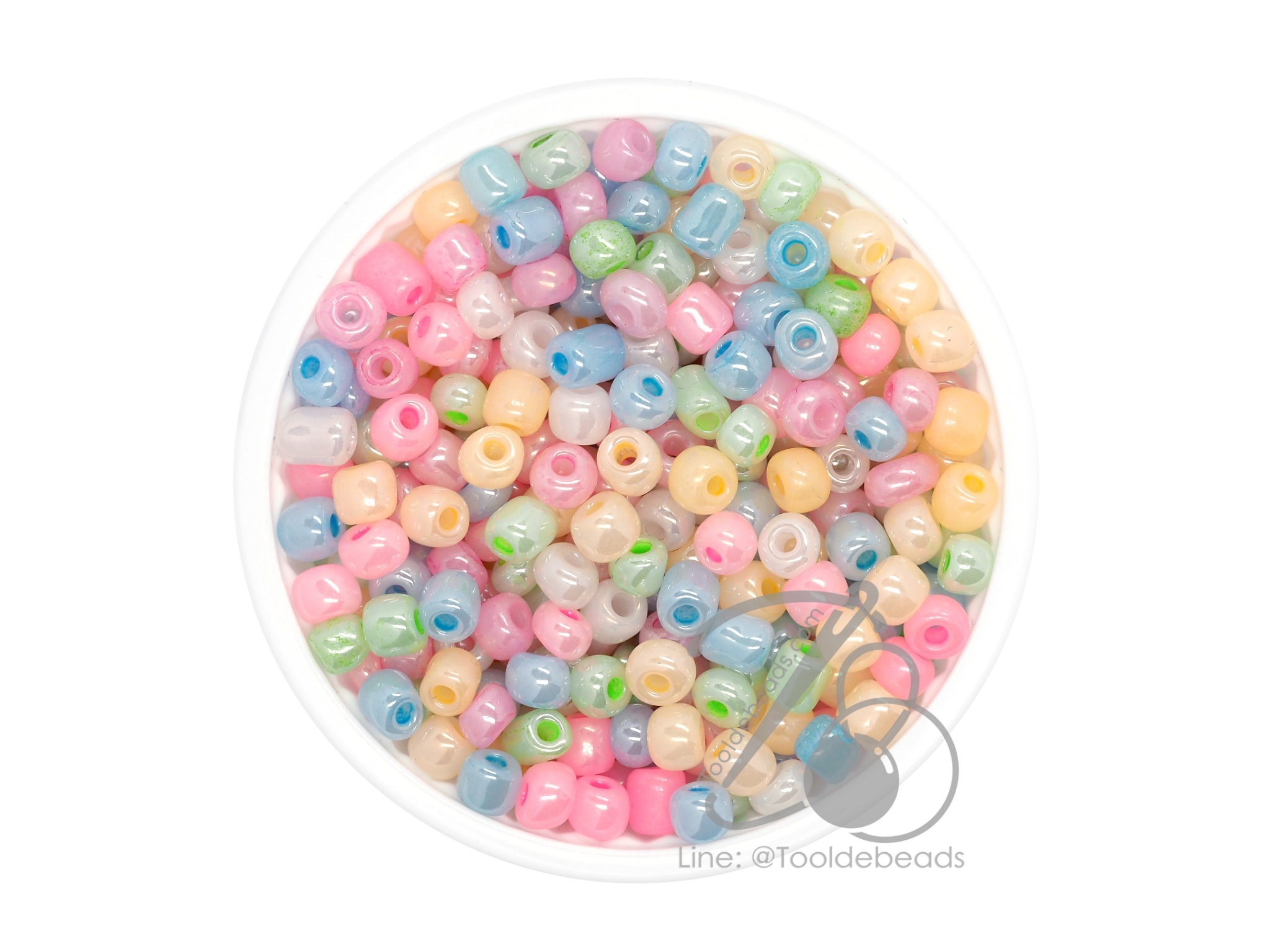 OK Brand ลูกปัดเม็ดทราย 6/0 โทนมุก คละสี (450 กรัม) SKU-08822