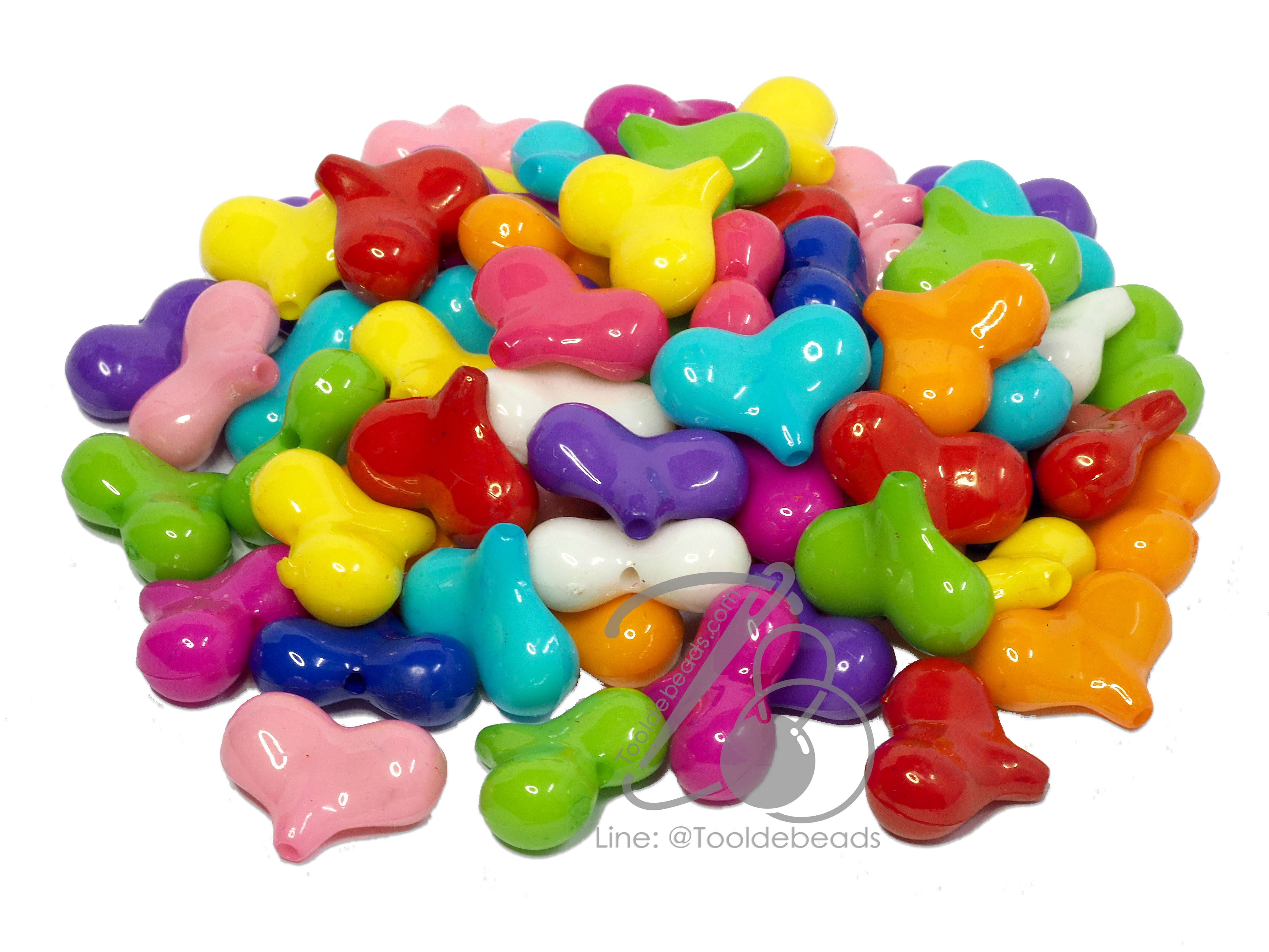 ลูกปัดอะคริลิค 20มม. ลายหัวใจแหลม สีสด (500 กรัม) SKU-05258