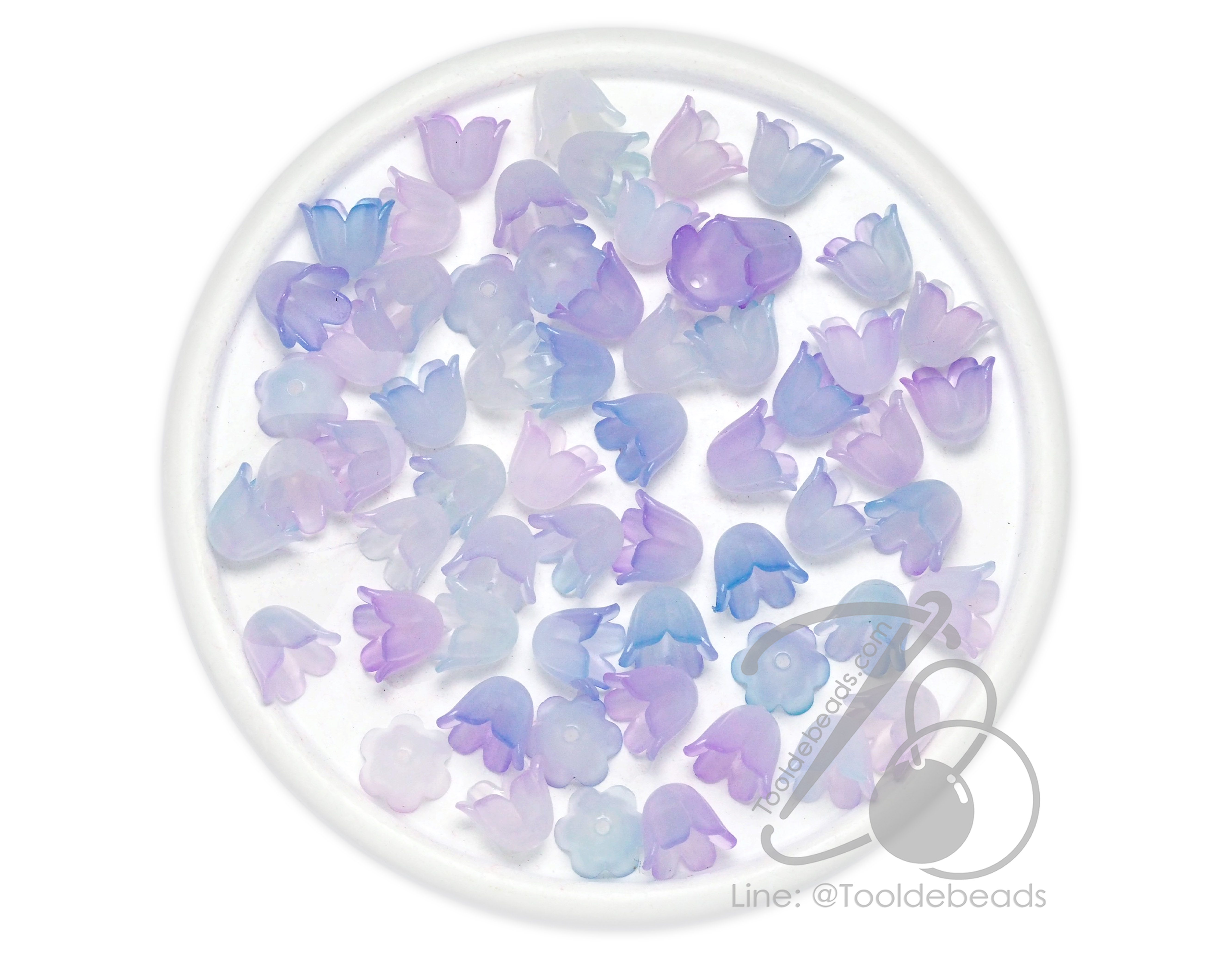 ลูกปัดอะคริลิค 8*10มม. ตัวครอบดอกไม้ สีหวาน (80 กรัม) SKU-13047