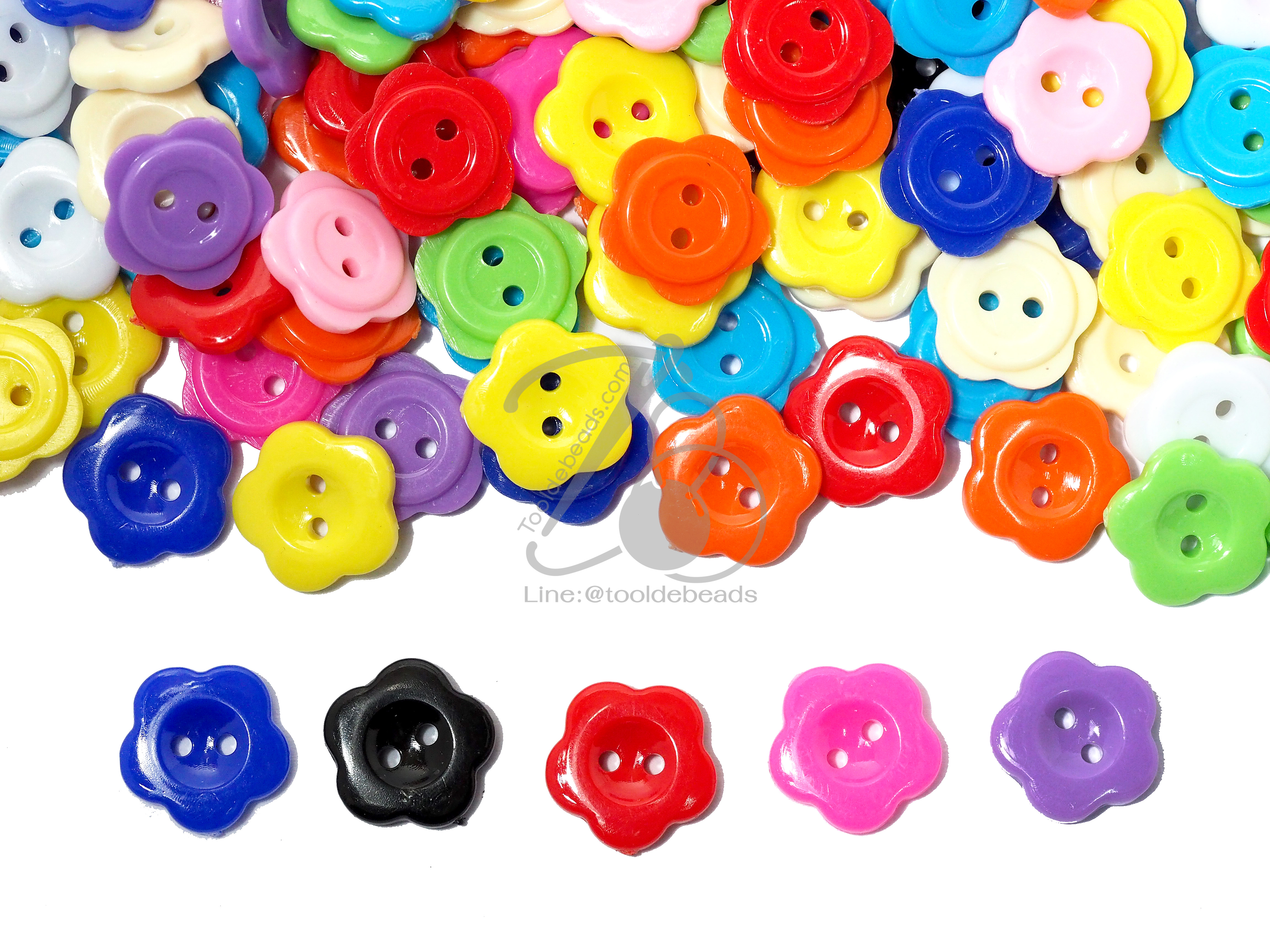 กระดุม ลายดอกไม้ คละสี (ราคาส่ง) SKU-09783