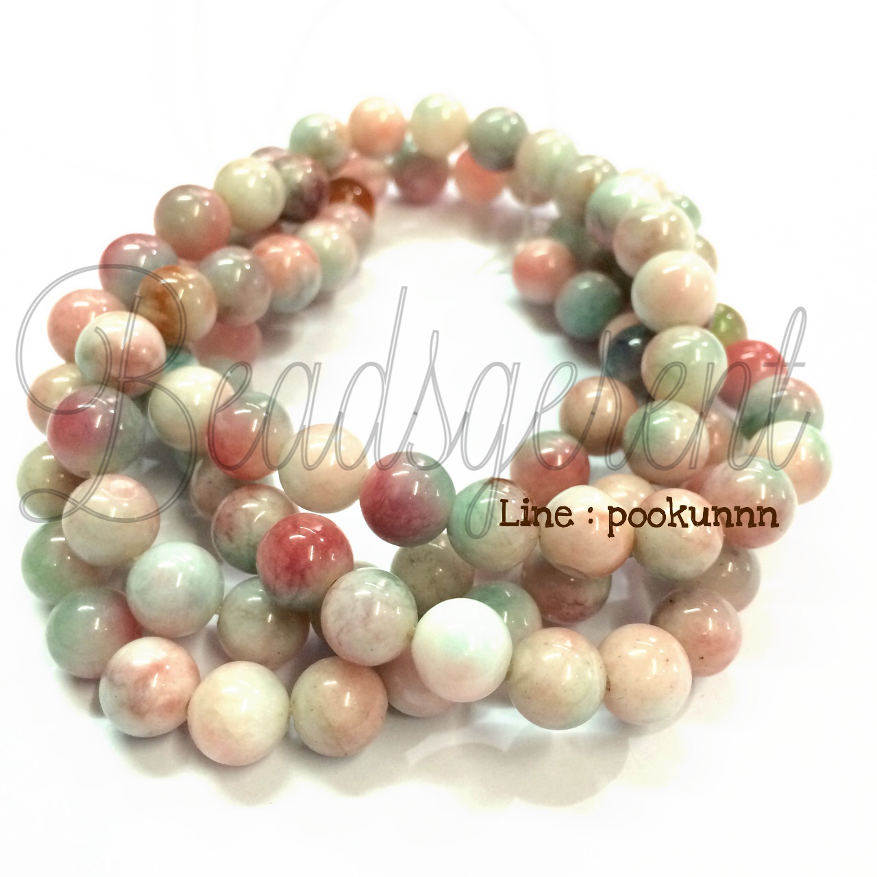 หิน ฮกลกซิ่วสีอ่อน 8มม. (47 เม็ด) SKU-01455