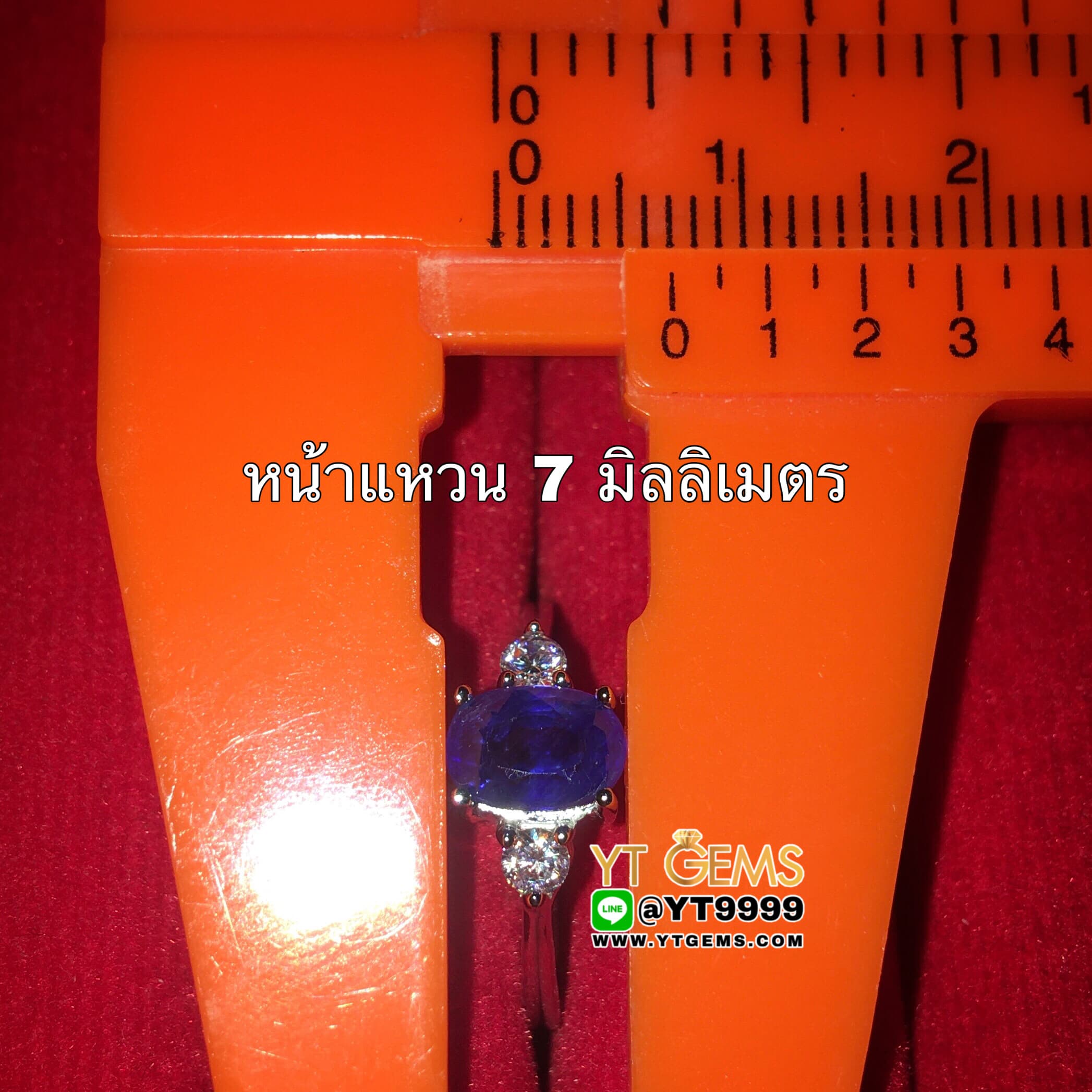 แหวนไพลิน ข้างเพชร แหวนเงินแท้ ชุบทองคำขาว พลอยไพลินแท้ YTG-845 YTGEMS