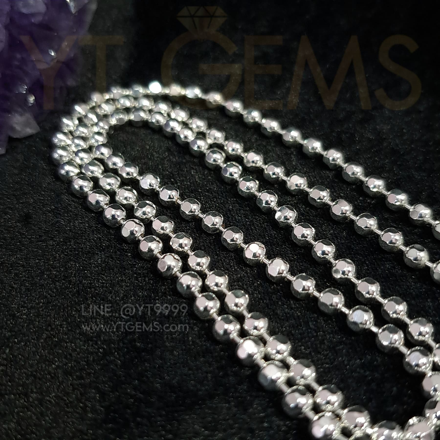 สร้อยคอ เงินแท้ ลายเม็ดมะยม ตัดเหลี่ยม 4 มม. 26 นิ้ว YTG-11914 YTGEMS whole