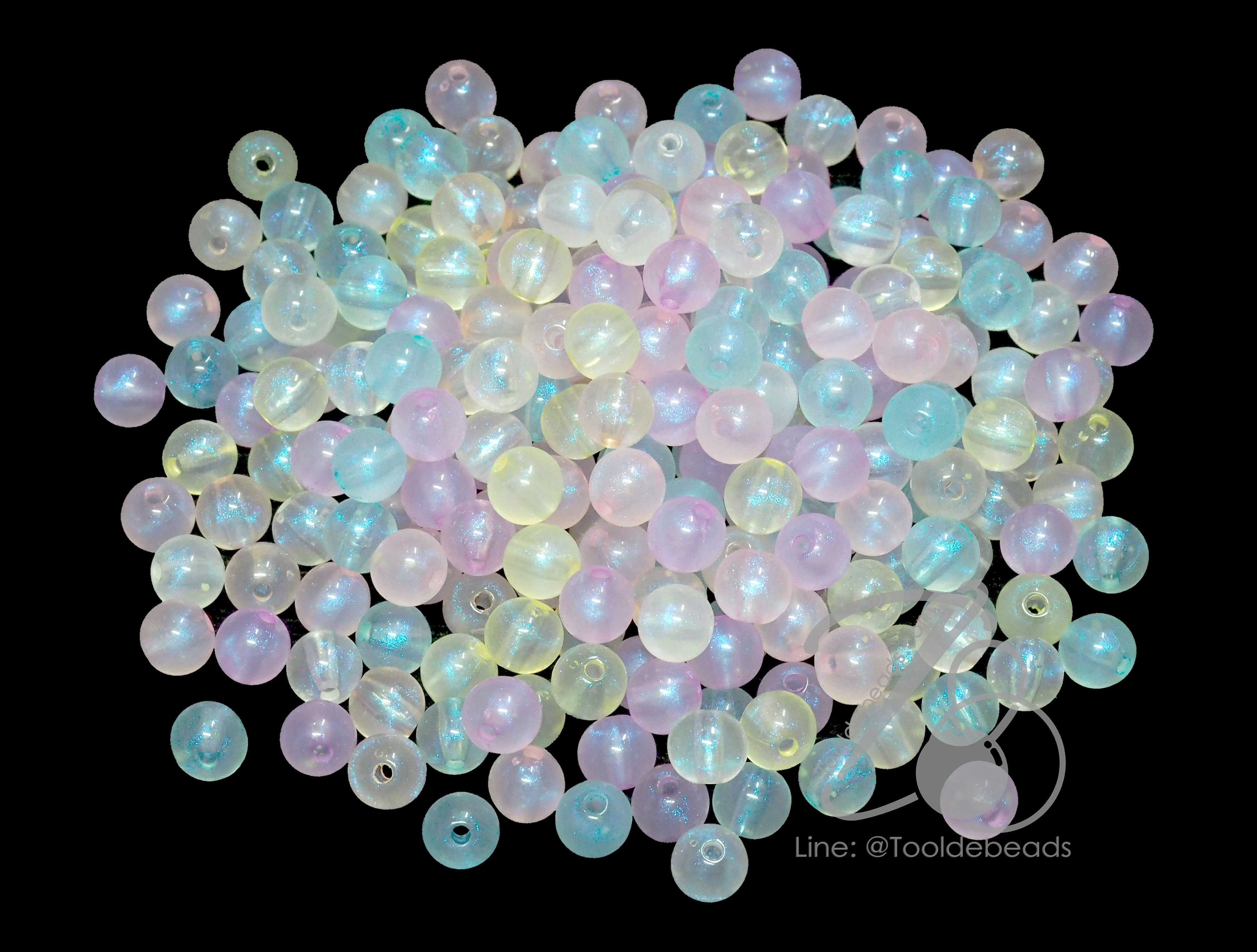 ลูกปัดเมอร์เมด 8มม. ทรงกลม คละสีขุ่นหวาน (80 กรัม) SKU-15415