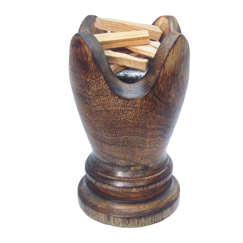 เตาเผาไม้หอม เตาเครื่องหอม ไม้กฤษณา ไม้จันทน์ กำยาน มดยอบ ชิ้นไม้ ยางไม้เรซิ่น ทำจากไม้เนื้อแข็งแท้100% เคลือบเงา 2 ชั้น เนื้อเดียวทั้งชิ้น พร้อมถ้วยรองทองเหลืองแท้ สวยหรู แข็งแรง ทนทาน