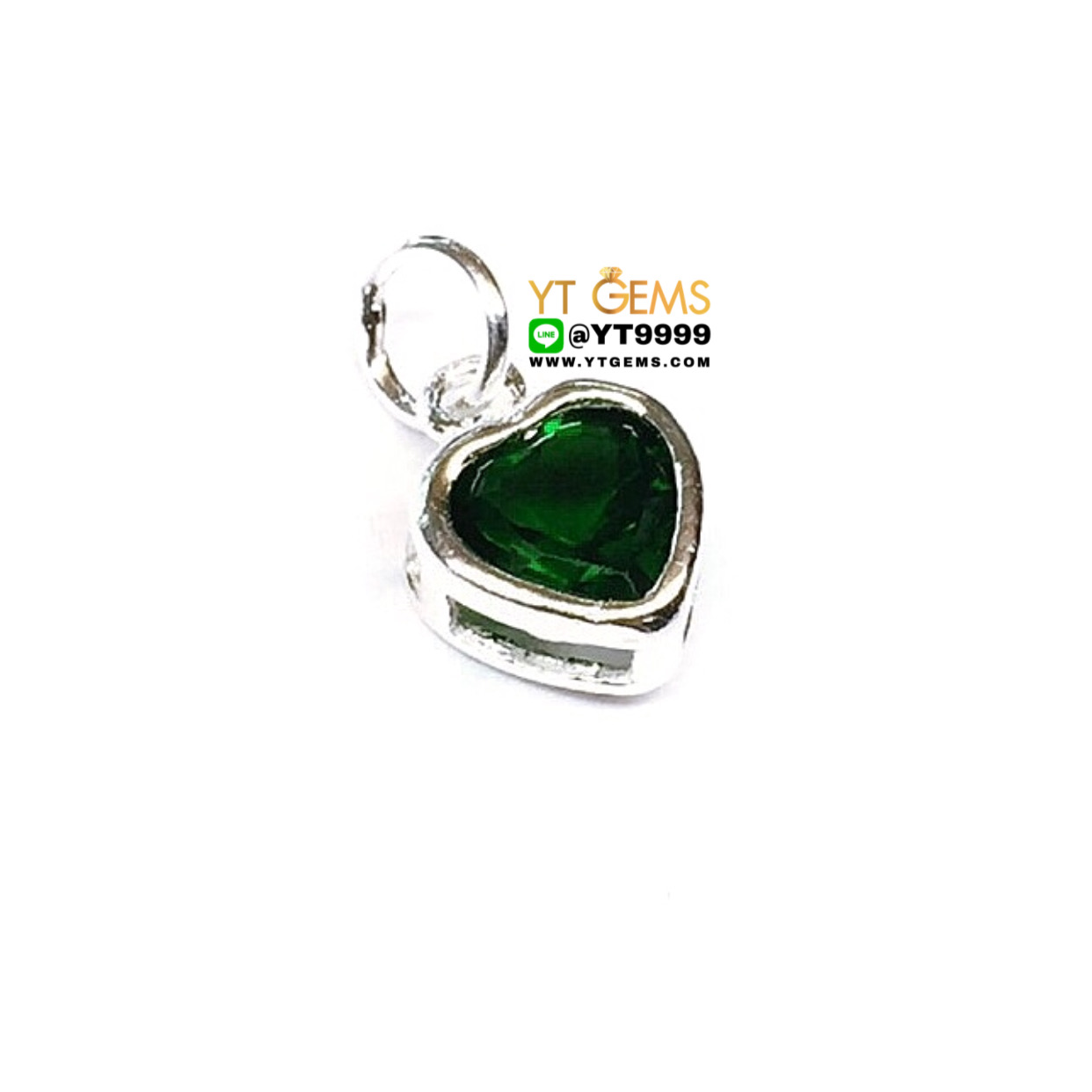 จี้หัวใจ จี้มรกต จี้เงินแท้ 92.5% ประดับ พลอยมรกต (cz) YTG-9192 YTGEMS