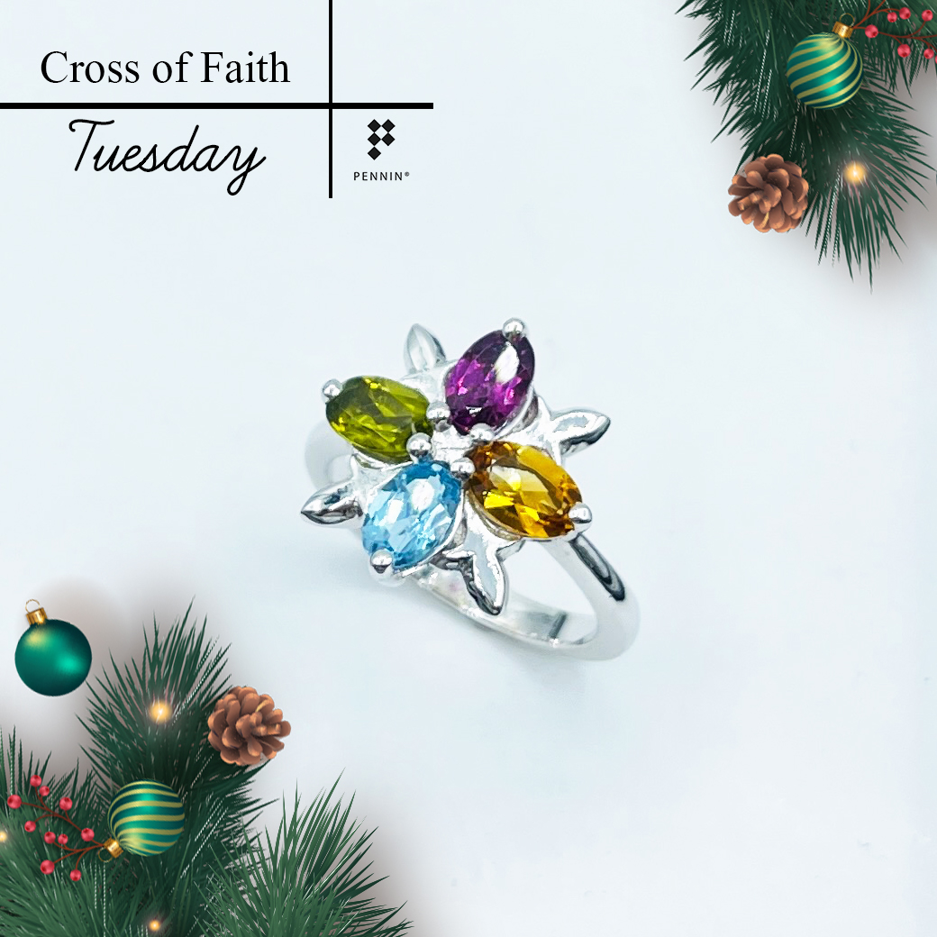 Cross of Faith : Tuesday แหวนพลอยแท้ 4 สี เงินแท้ 925 ชุบทองคำขาว เสริมดวงสาววันอังคาร ครบทั้งด้าน “ความรัก : สุขภาพ : การงาน : การเงิน“ ใส่รับโชคดีตลอดปี