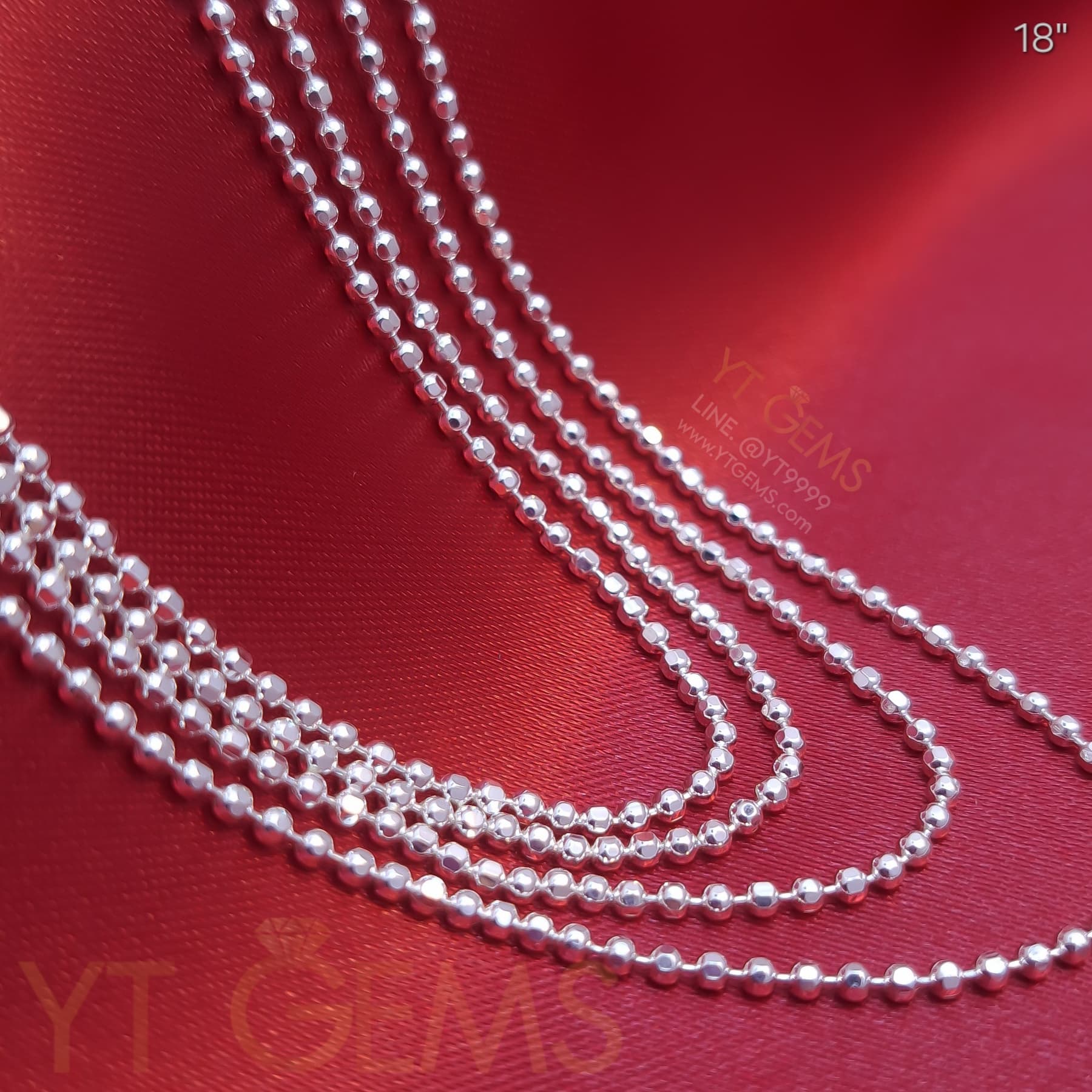 สร้อยคอ เงินแท้ ลายบอล ตัดลาย เม็ดมะยม ball cut 2 มม. 18 นิ้ว YTG-11973 YTGEMS whole